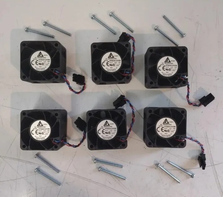 6pk Hi Speed Fan Delta 12V .24A 1.92W Ball Bearing 3wire Plug FFB0412VHN 9500RPM