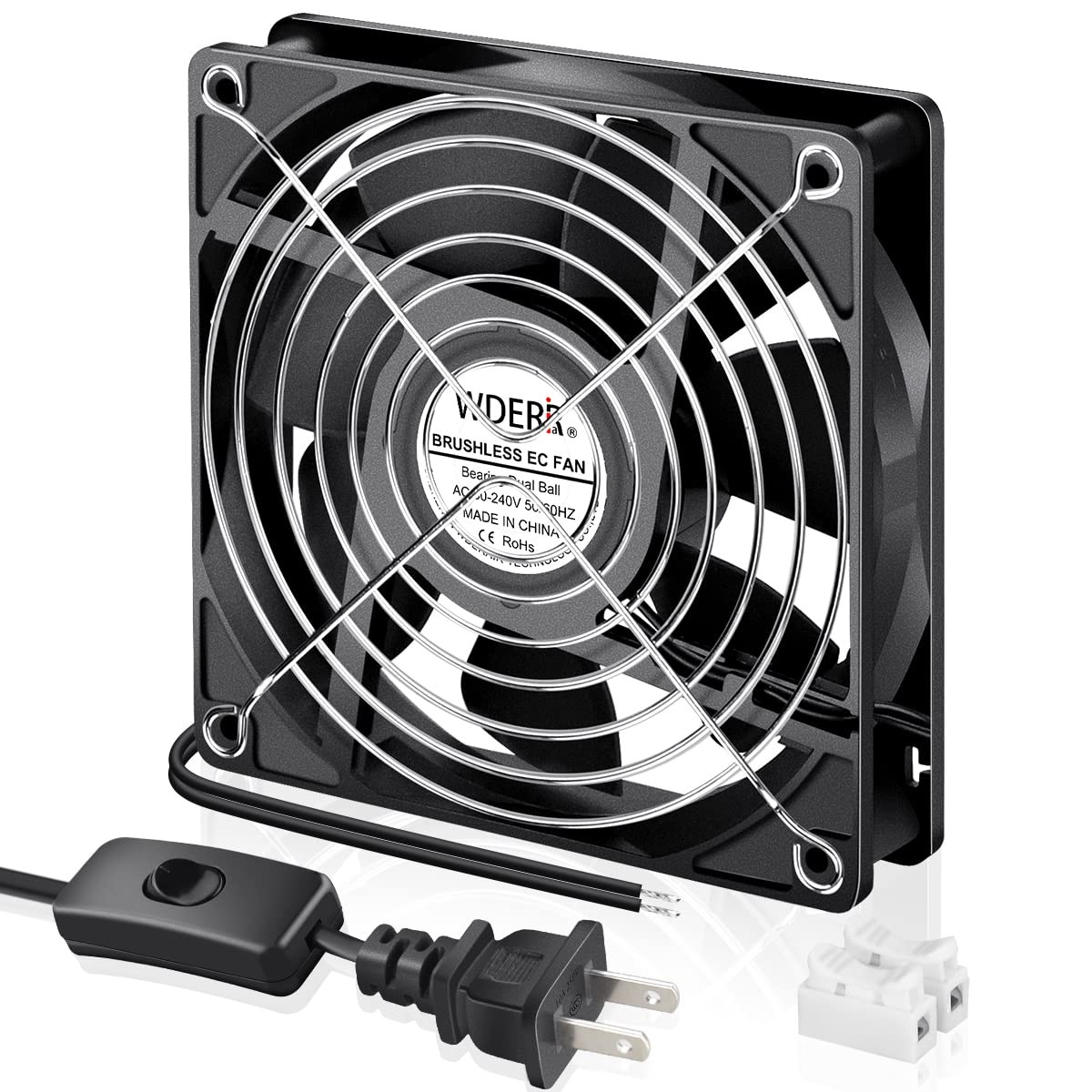 WDERAIR Small 120mm x 25mm EC 4 Inch Brushless Cooling Fan with AC Plug 110V …