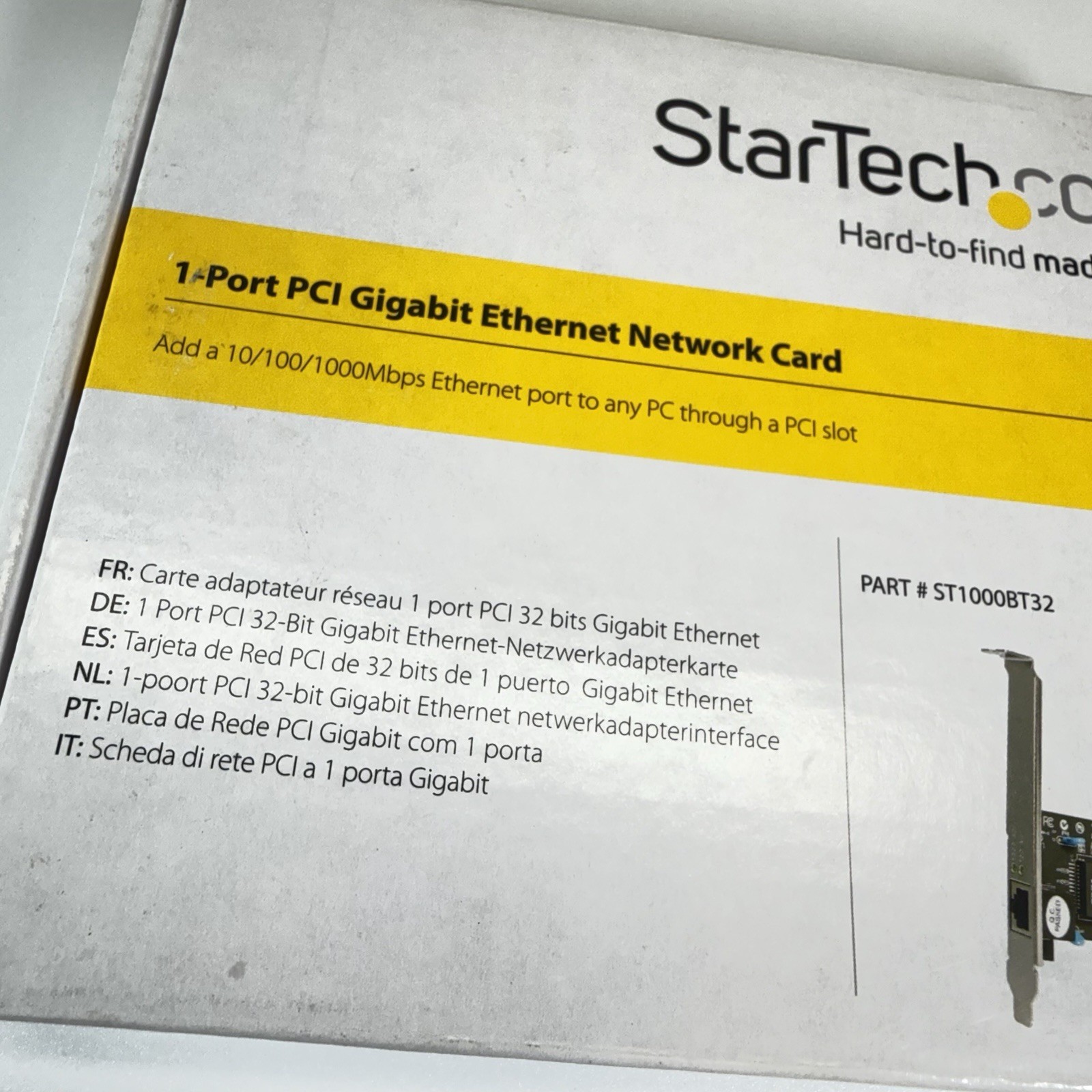 StarTech 1-Port PCI Gigabit Ethernet PCI Network Card ST1000BT32 RJ-45 1Gbps