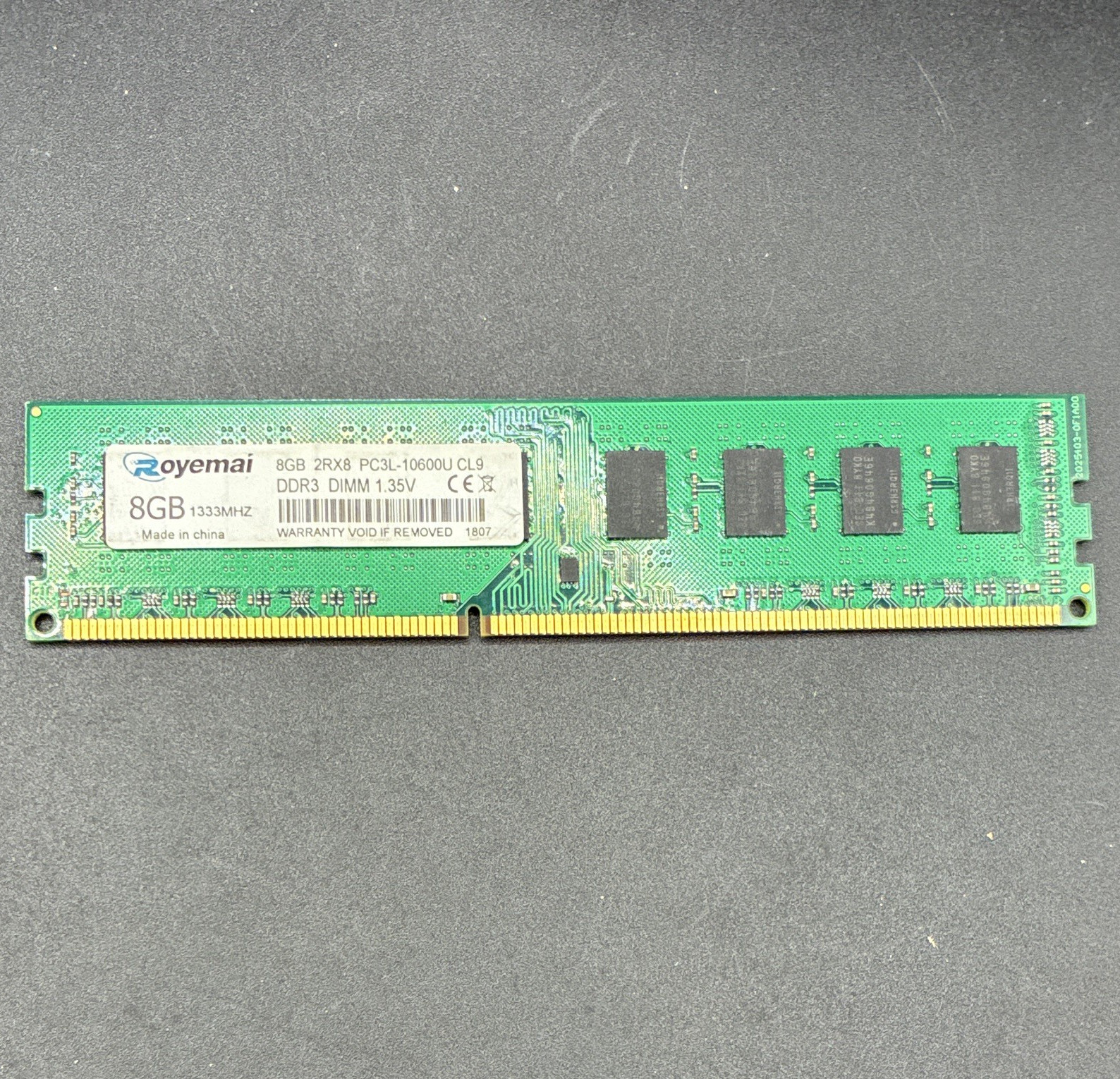 Royemai 8GB DDR3 PC3L-10600U 1333MHz 240-Pin DIMM Unbuffered 2Rx8 CL9