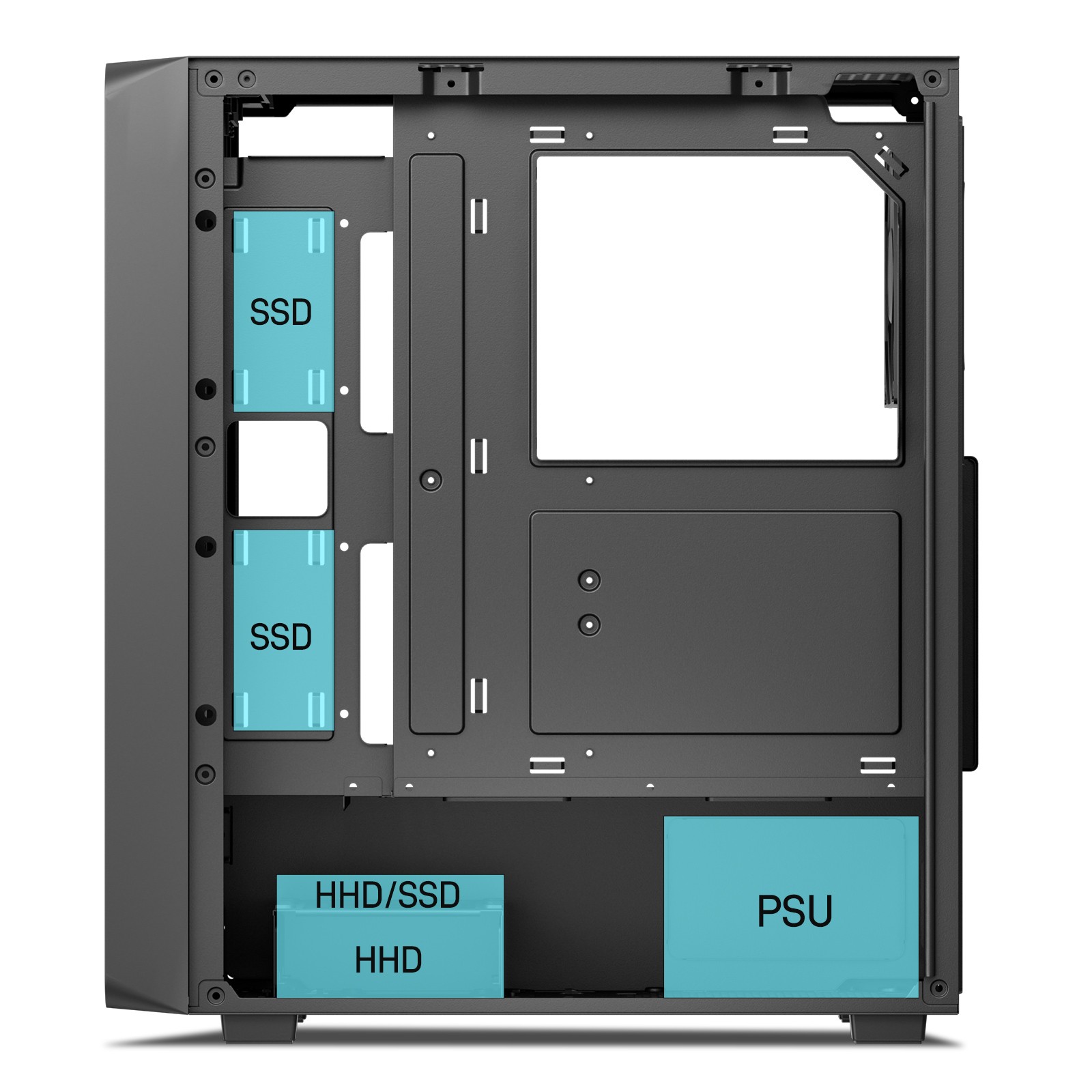 OPEN BOX DARKROCK EC2 Black Micro-ATX Mid Tower PC Case w/ x1 120mm Fan