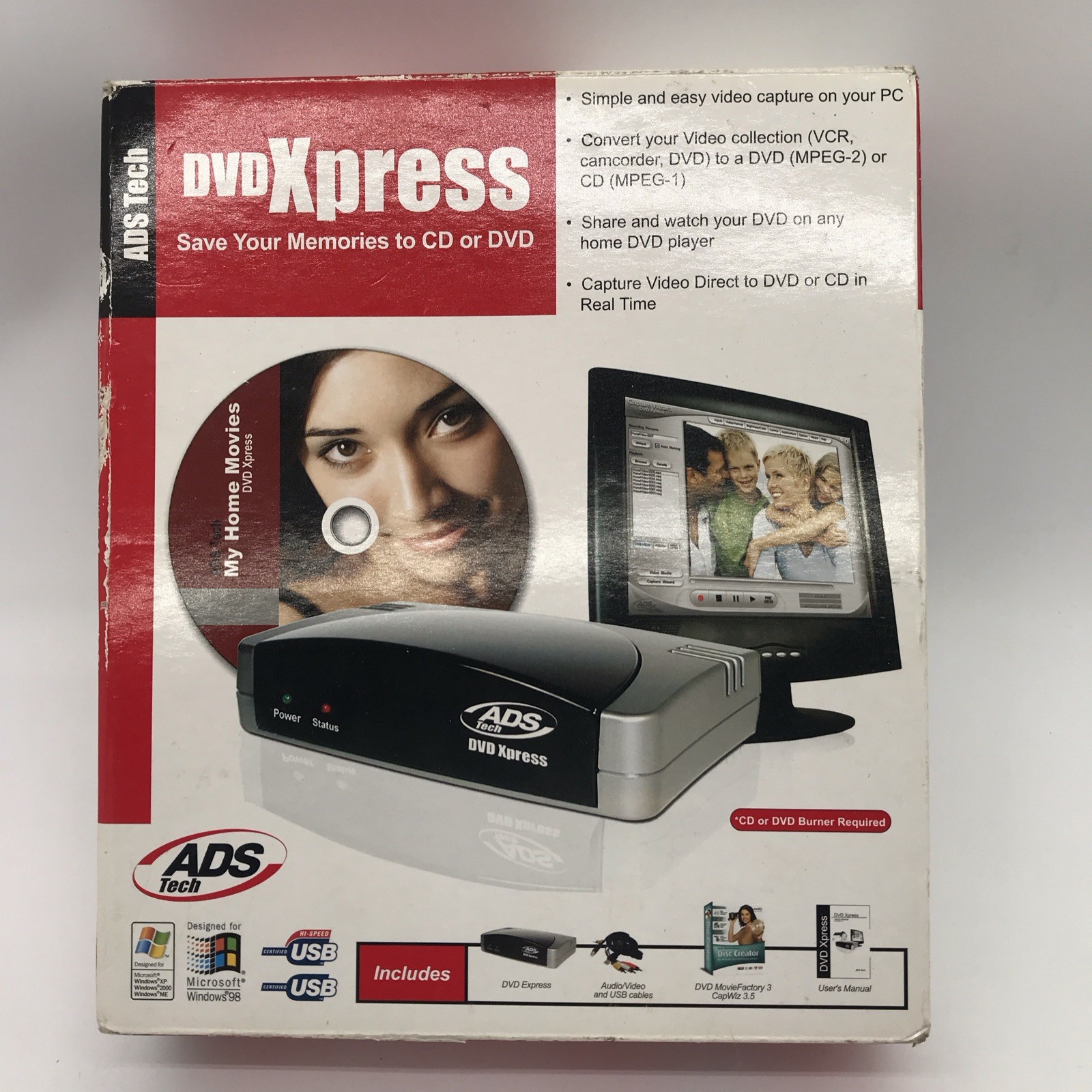 ADS Tech DVD Xpress USB 2.0 Video Capture RCA S-Video USBAV-701