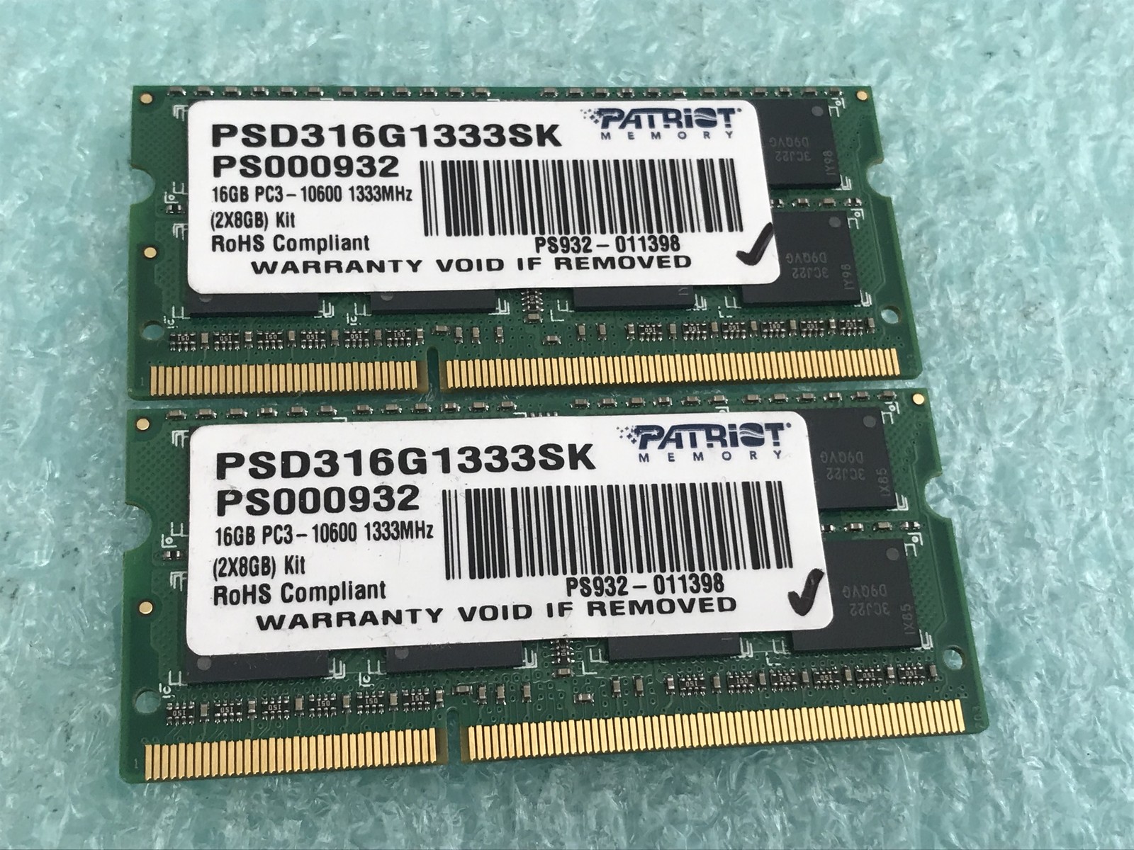 16GB(2 x 8GB) Patriot PSD316G1333SK PC3-10600 DDR3 Laptop SO-DIMM RAM – R683A
