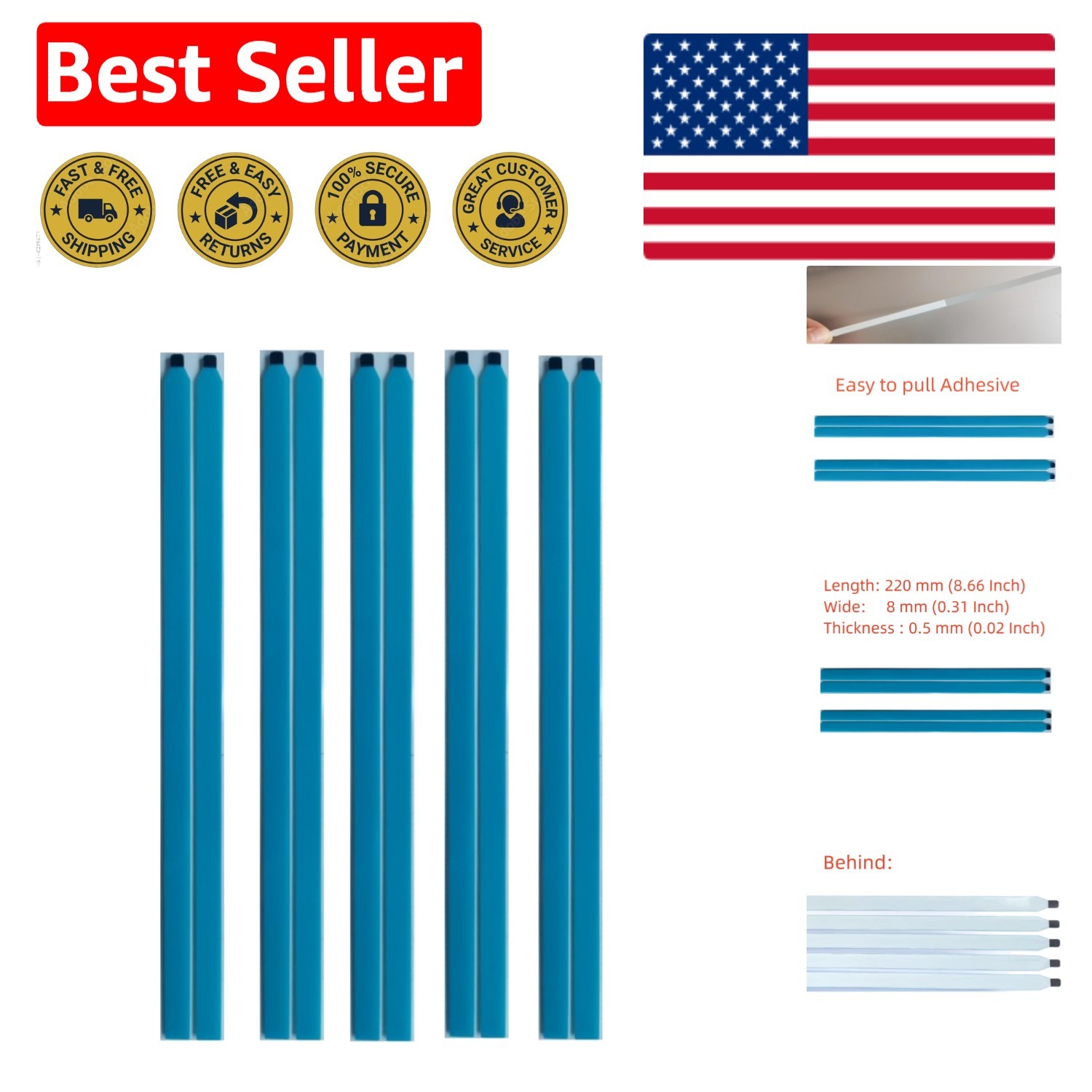 10Pcs Thin Double Sided Tape – Ideal for LCD LED Laptop Screen Replacement, Blue