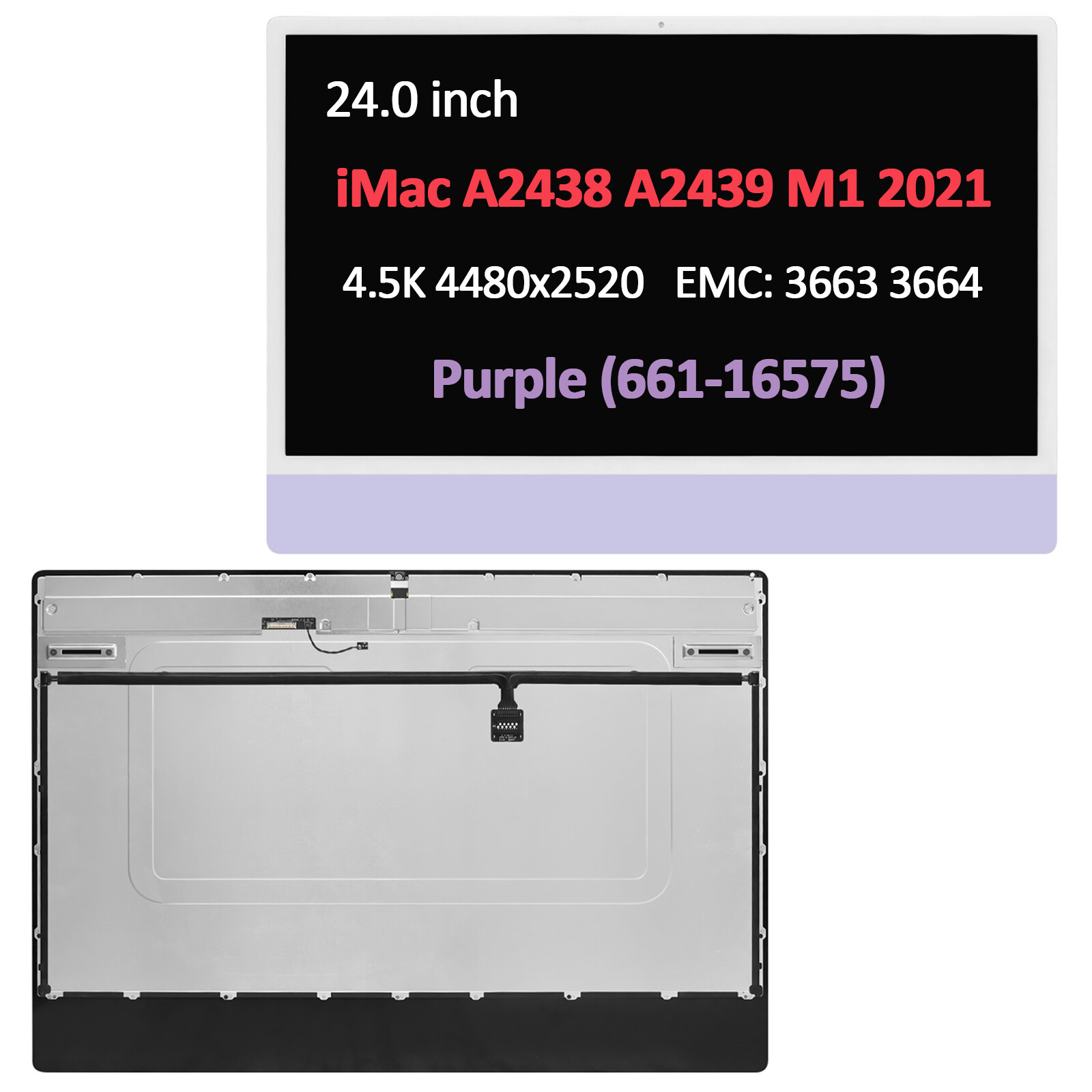 4.5K LCD Screen Display Assembly for iMac A2438 24″ M1 2021 EMC 3663 3664 Purple