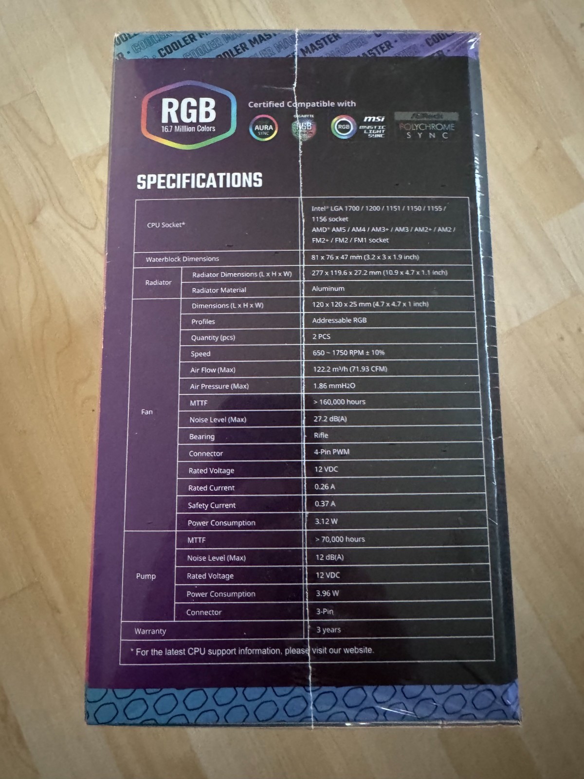 Cooler Master Master Liquid 240L Core 240mm ARGB AIO Liquid Cooler / Sealed