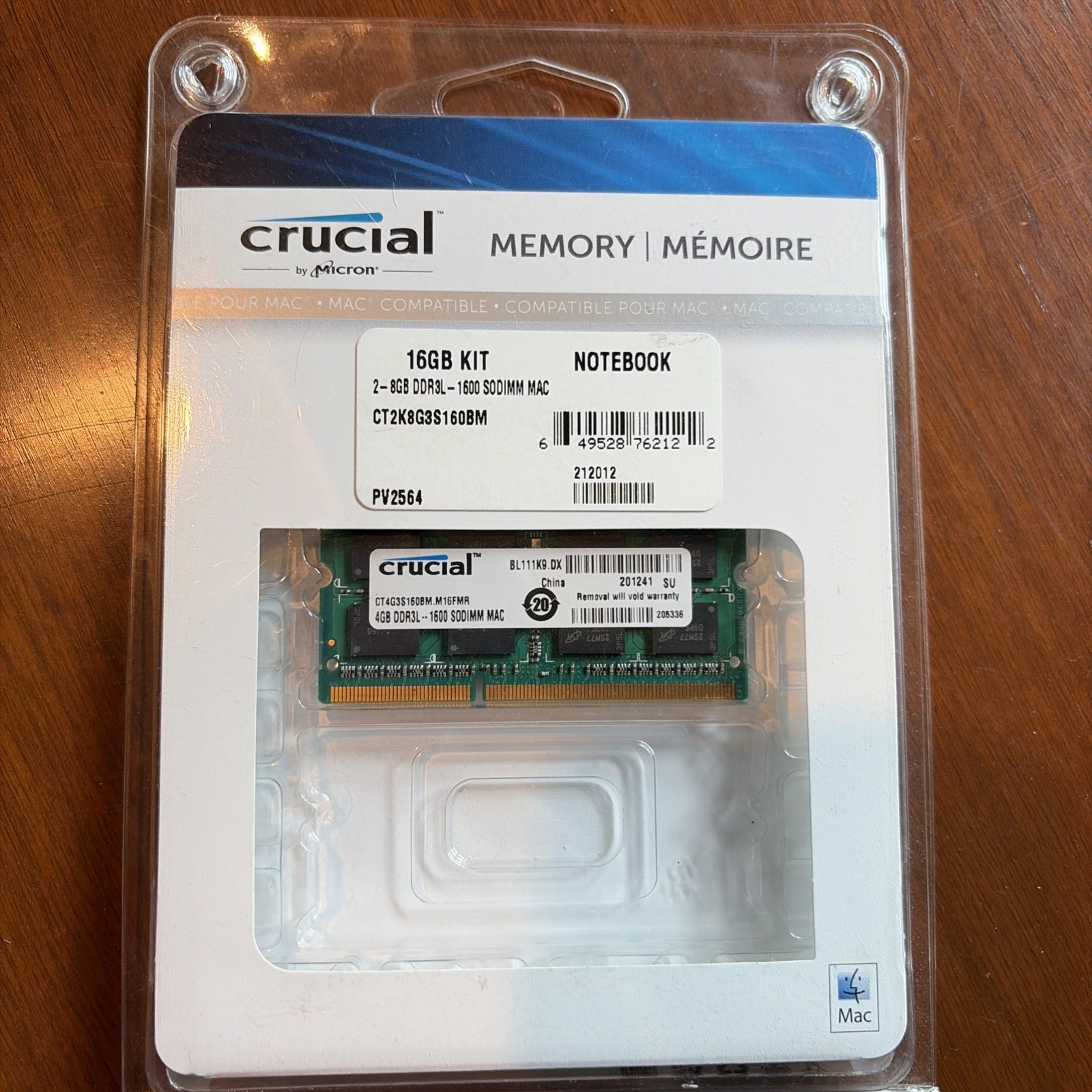 (NEW) CRUCIAL 8GB (2x4GB)DDR3L-1600 SODIMM Laptop Memory RAM
