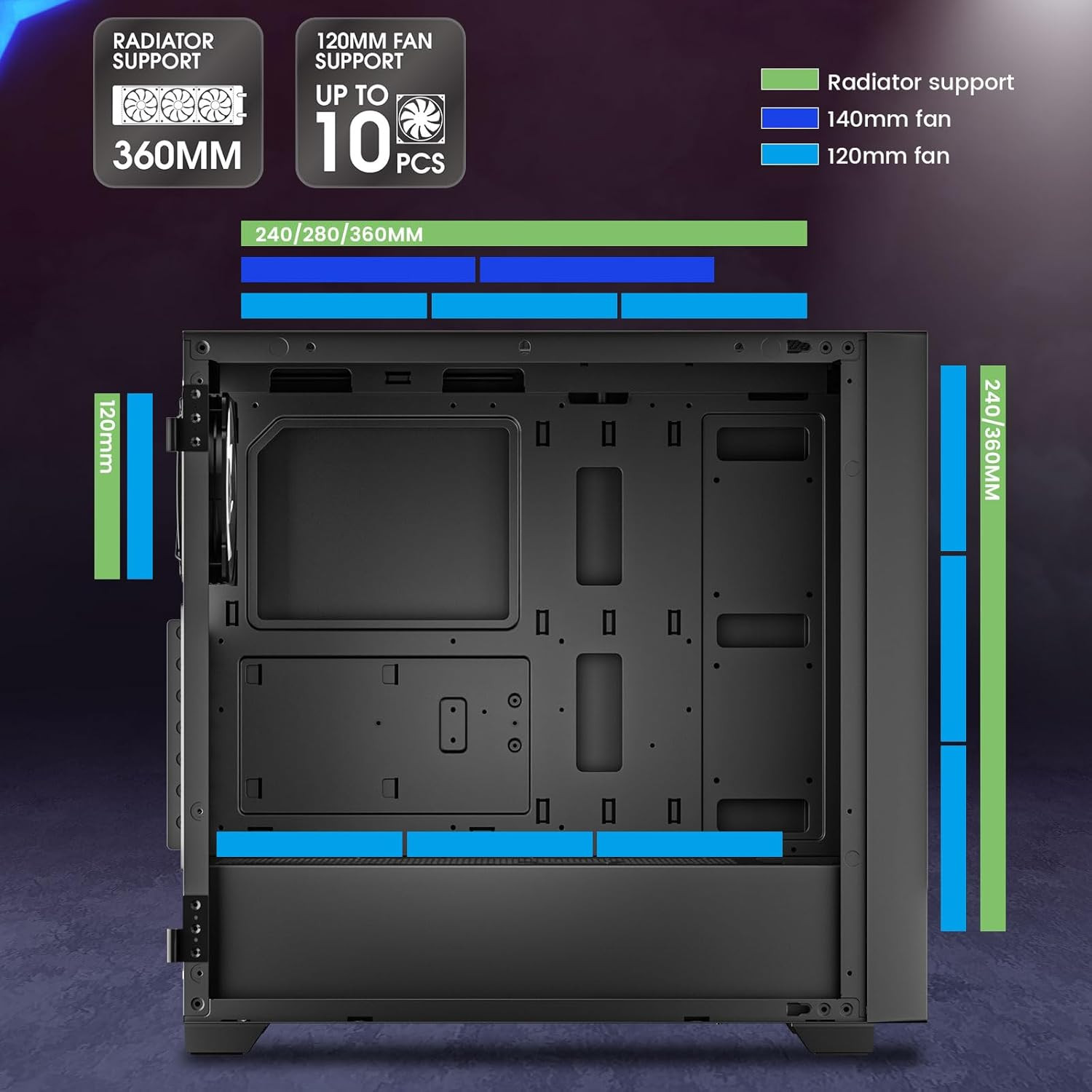 AL800 Full Tower PC Computer Case – Door Opening Design Tempered Glass, E-ATX/AT
