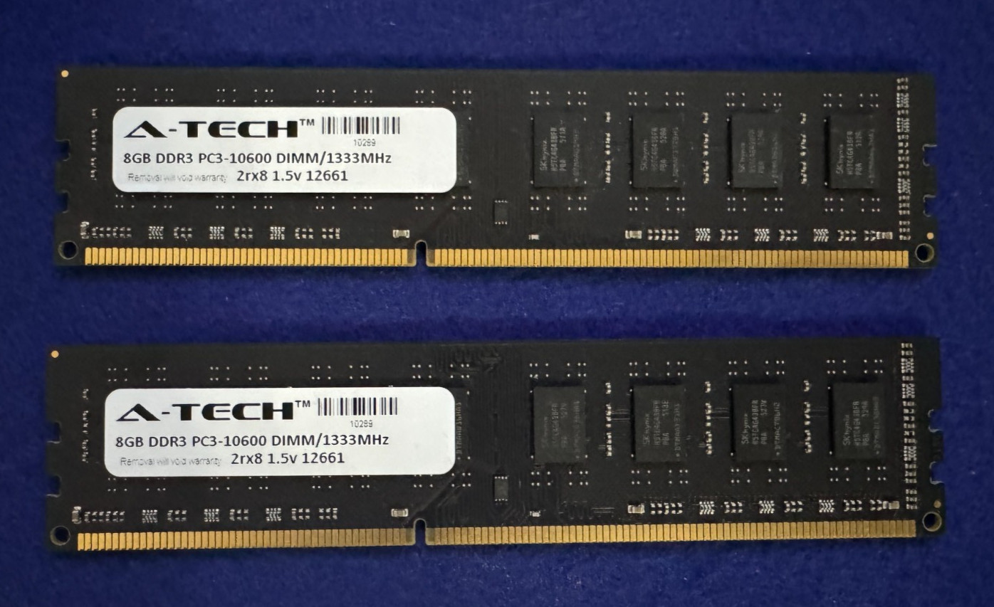 A-Tech 16GB 2x 8GB PC3-10600 Desktop DDR3 1333 DIMM 240pin Memory Non-ECC