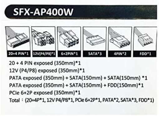 APEVIA SFX-AP400W Mini ITX Solution / Micro ATX / SFX 400W Power Supply