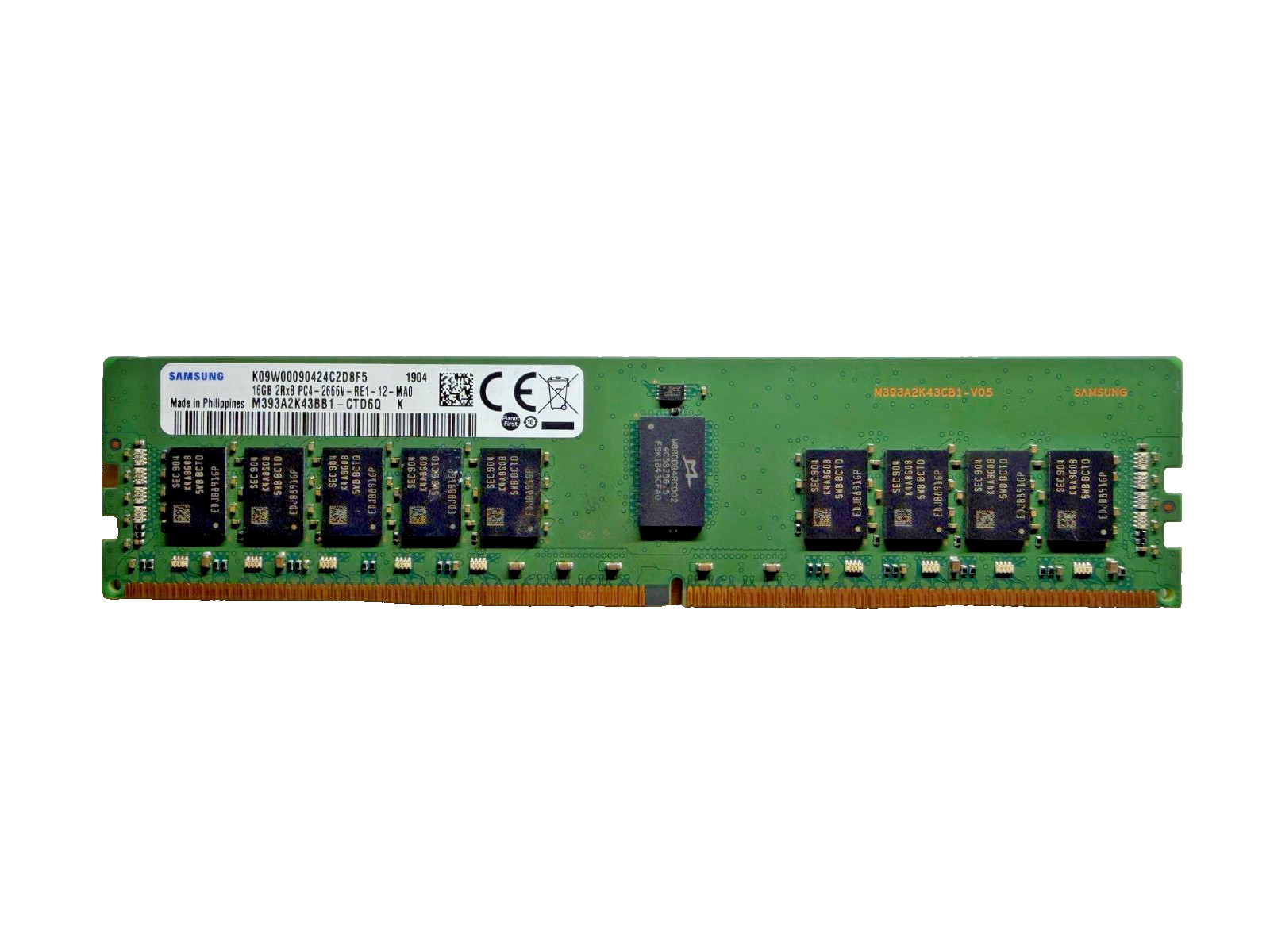 Samsung M393A2K43BB1-CTD6Q 16GB 2RX8 PC4-2666V-RE1-12 DDR4 2666MHz ECC memory