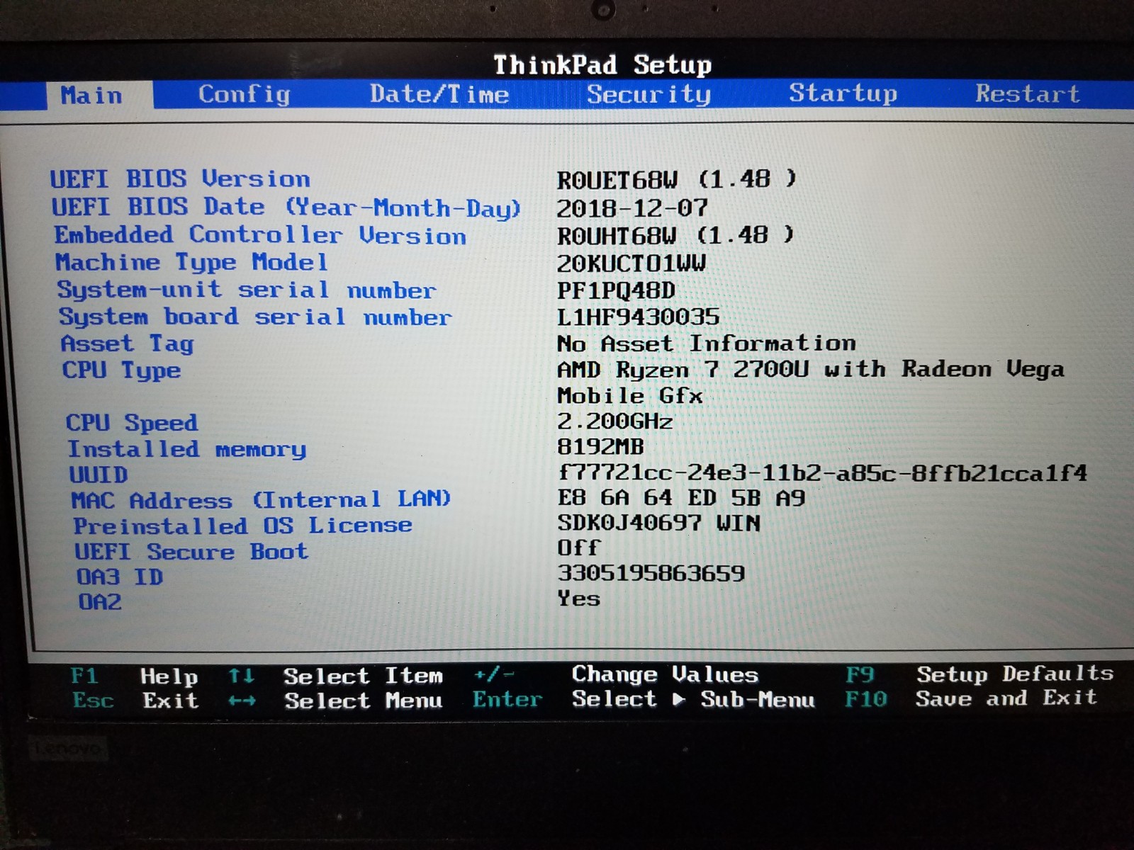 Lenovo ThinkPad E485 AMD Ryzen 7-2700U Motherboard 02DC237