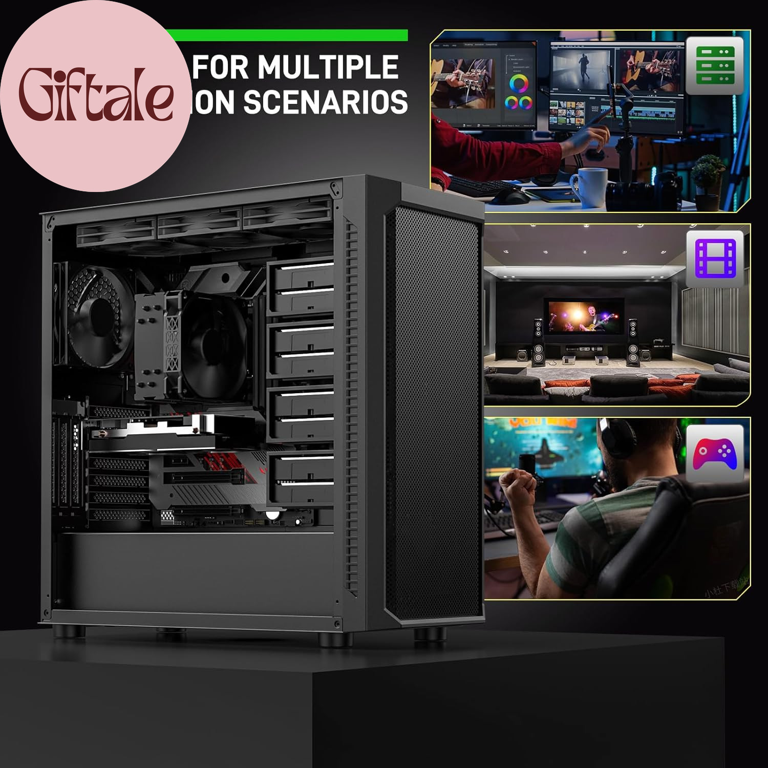 Classico Max Storage Master E-ATX Computer Case with 4X120Mm Black Fan, 10 X3.5