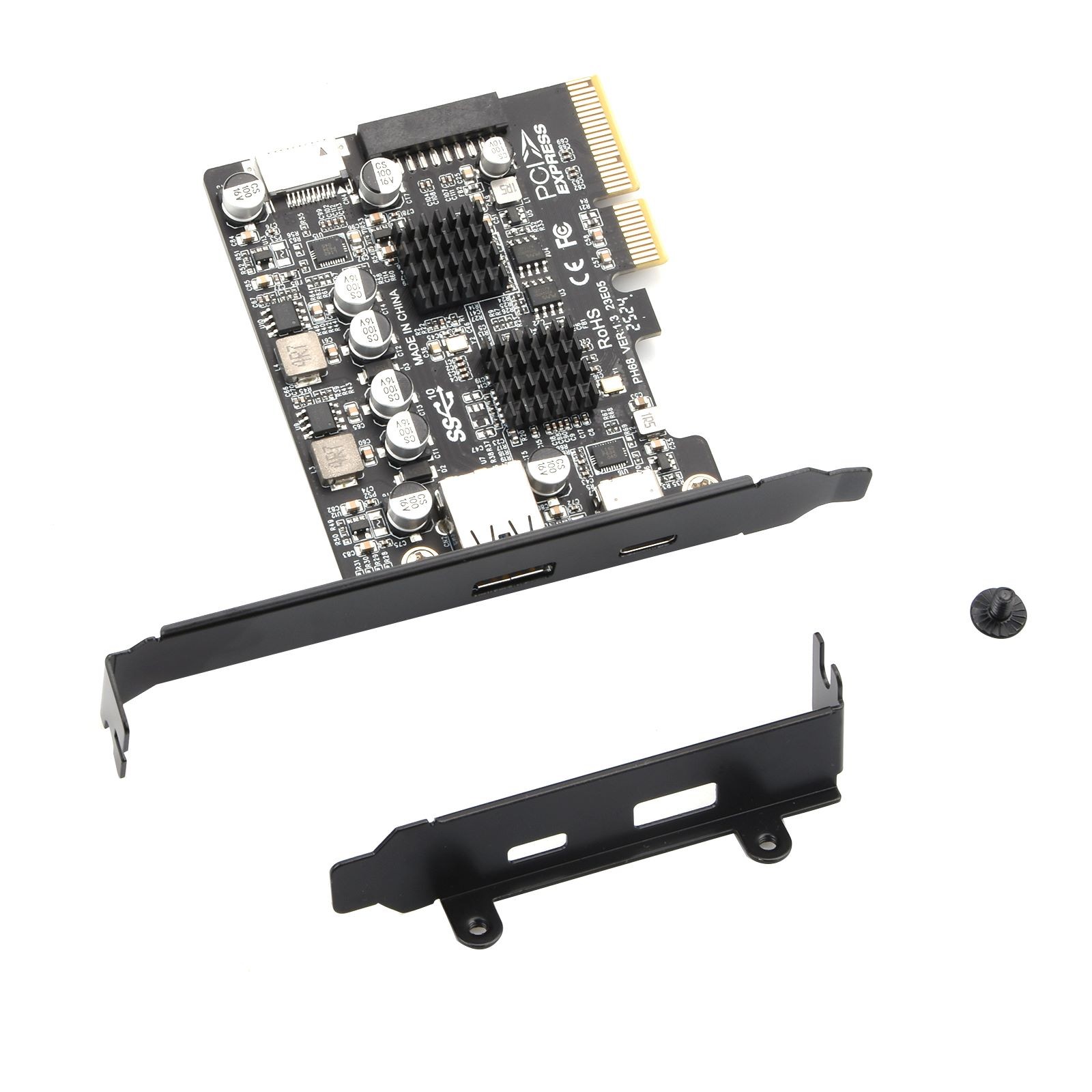 PCI-E X4/X8/X16 USB 3.2 Gen2 Expansion Card For USB1.1 2.0 3.0 3.1 3.2 Black