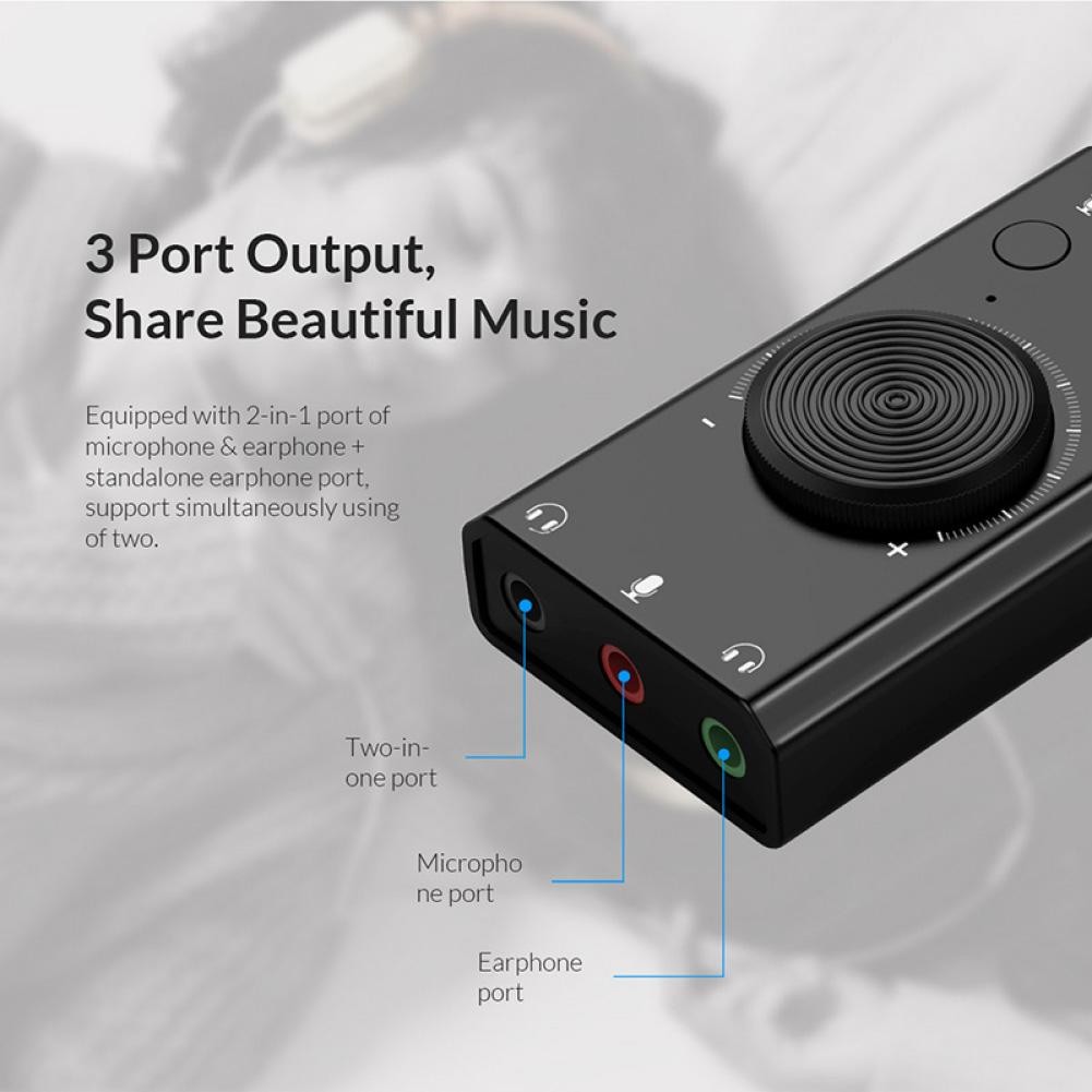 2-in-1 15Hz-25KHz Universal External USB Driver-Free Sound Card LED Indicator
