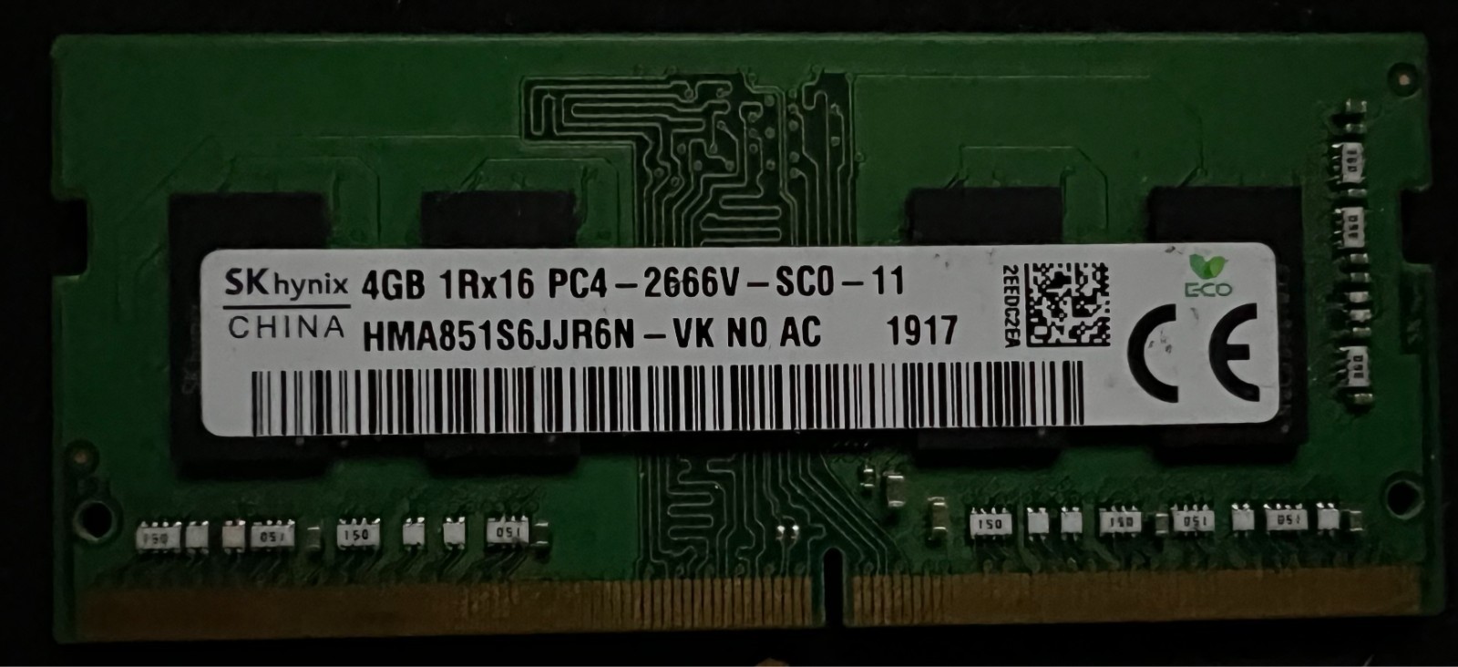 SK Hynix 4GB 1Rx16 PC4-2666V DDR4 Laptop Memory Ram HMA851S6JJR6N-VK Grade A