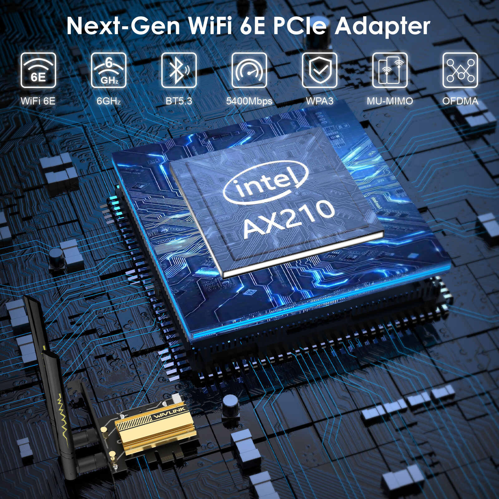 AX5400M Desktop PCIe WiFi 6E Bluetooth Card Tri-Band Wireless Network Adapter