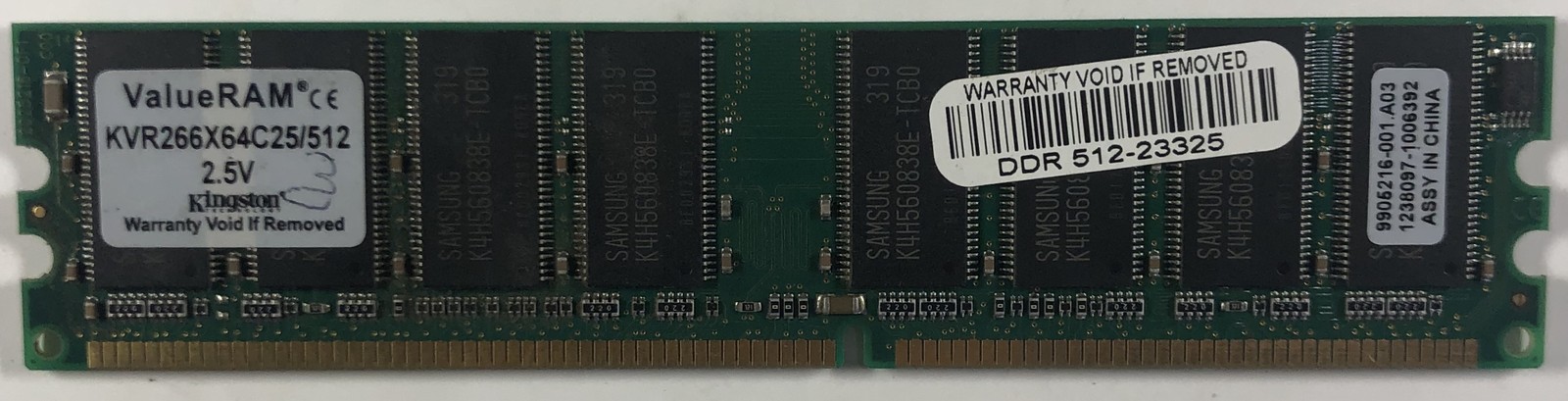 Kingston KVR266X64C25/512 512MB DDR Desktop RAM Memory