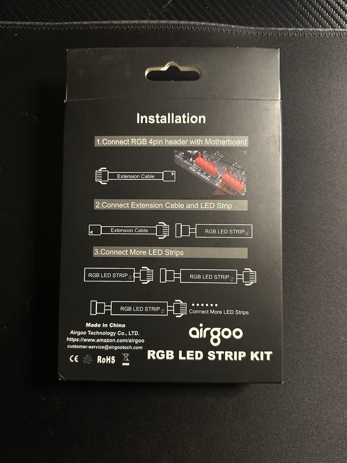 Airgoo RGB LED Strip Kit for PC Case Lighting, 4-Pin RGB Header Compatible