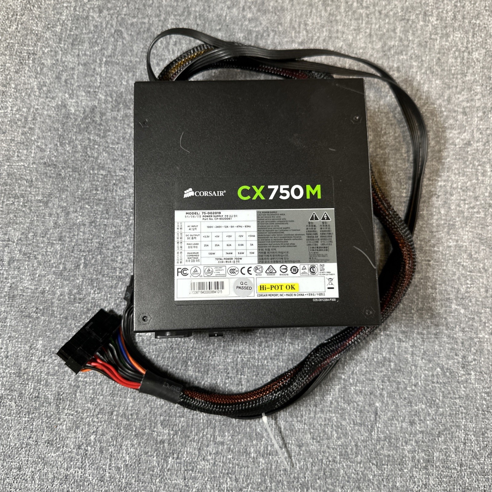 Corsair CX750M 750W 80 Plus Semi Modular 75-002019 Power Supply (NOT TESTED)