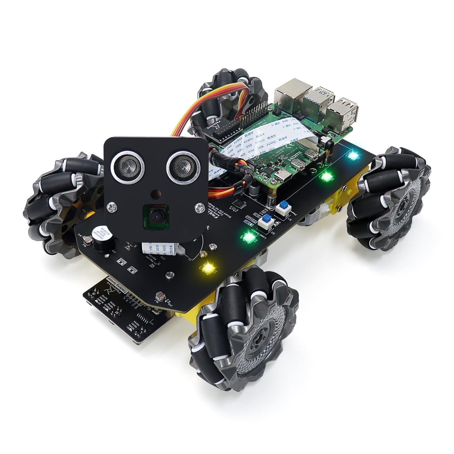 Freenove Mecanum Wheel Car Kit for Raspberry Pi 5 4 B 3 B+ Zero 2 W, Face Tra…