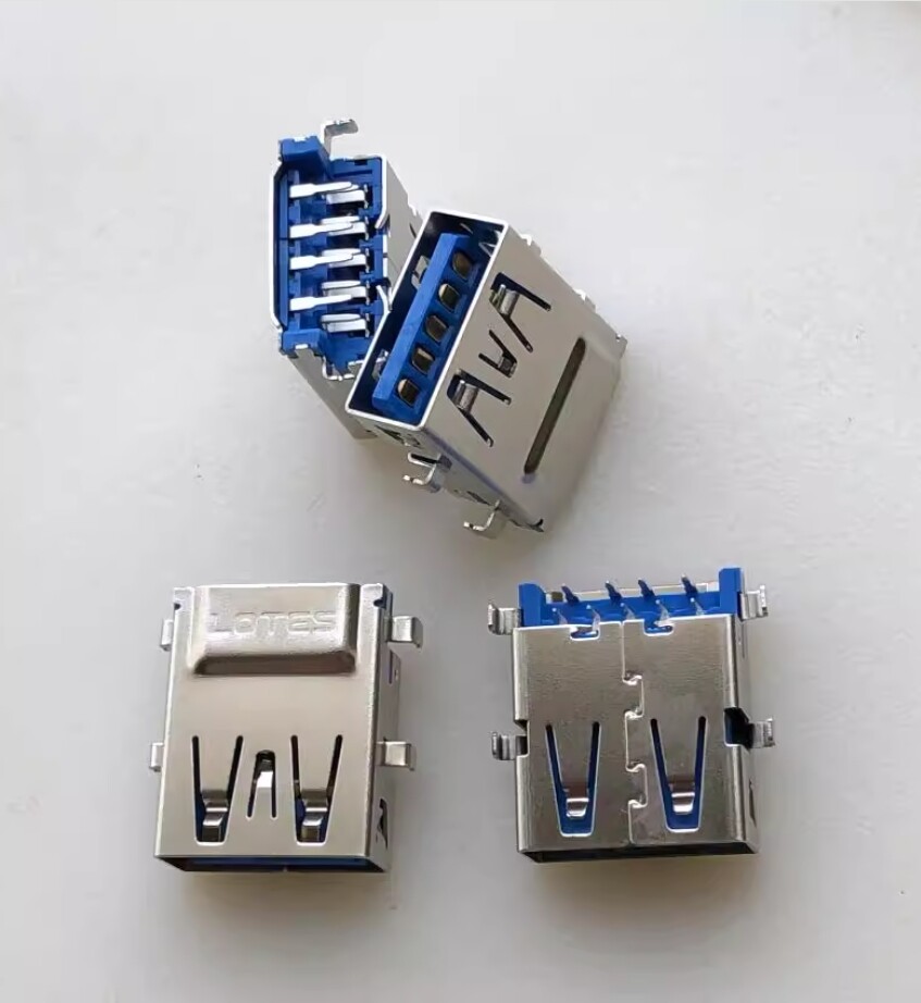 1pc LOTES USB3.0 Female Socket Jack Connector Laptop Data Transmission