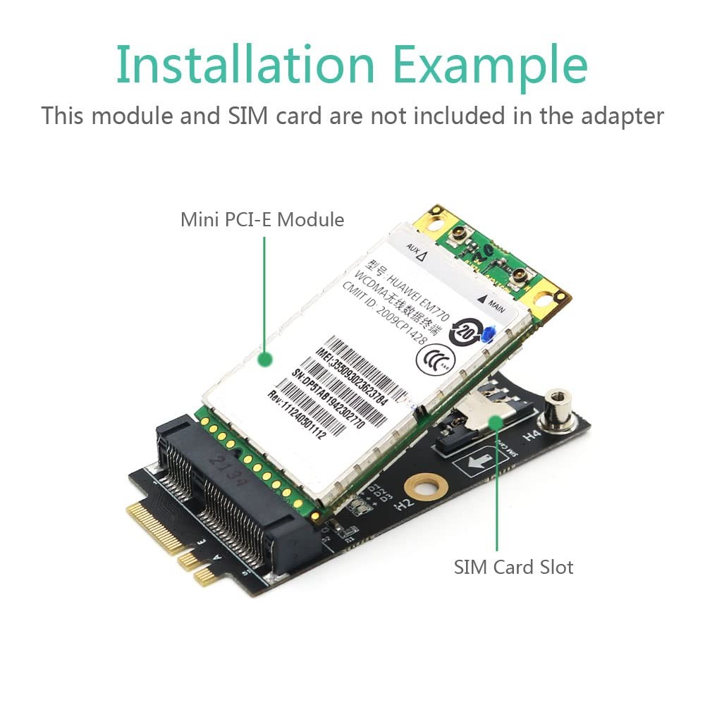 Mini PCI-E to M.2NGFF Key A/E Adapter with SIM Card Slot