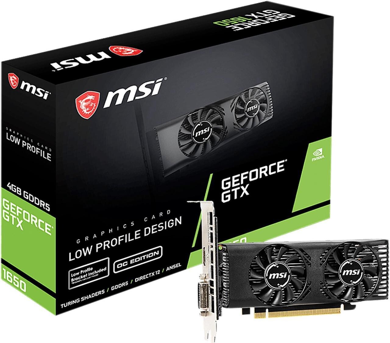 MSI GeForce GTX 1650 4GB GDDR5 PCI 3.0 Low Profile Video Card GTX 1650 4GT LP OC