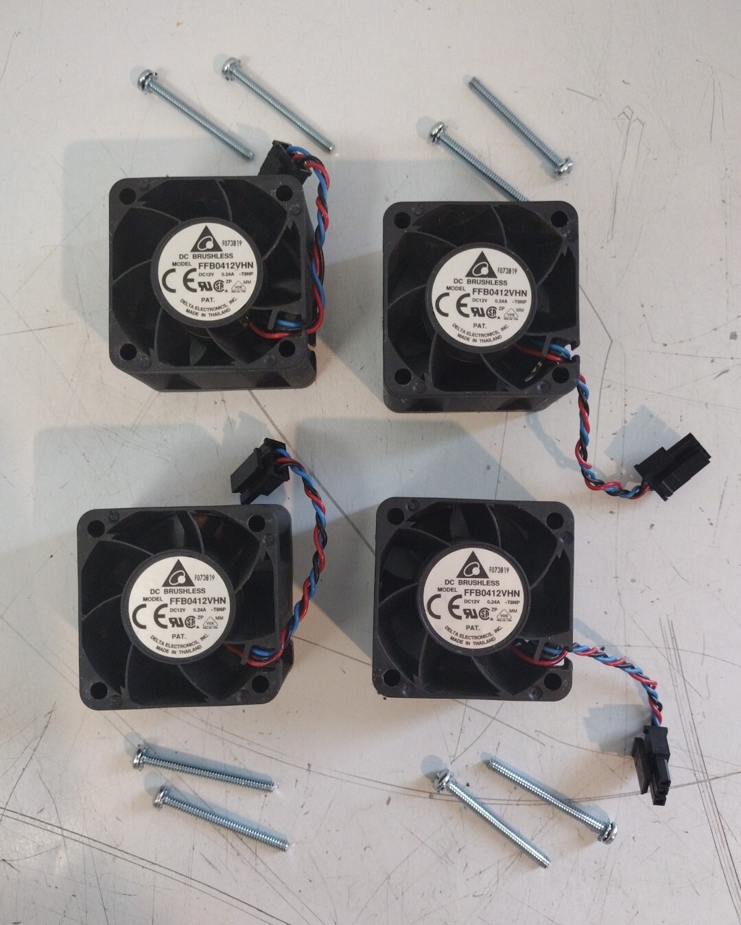 4pk Delta 12V .16A 1.92W Ball Bearing 3wire Plug FFB0412VHN 9500RPM Hi Speed Fan