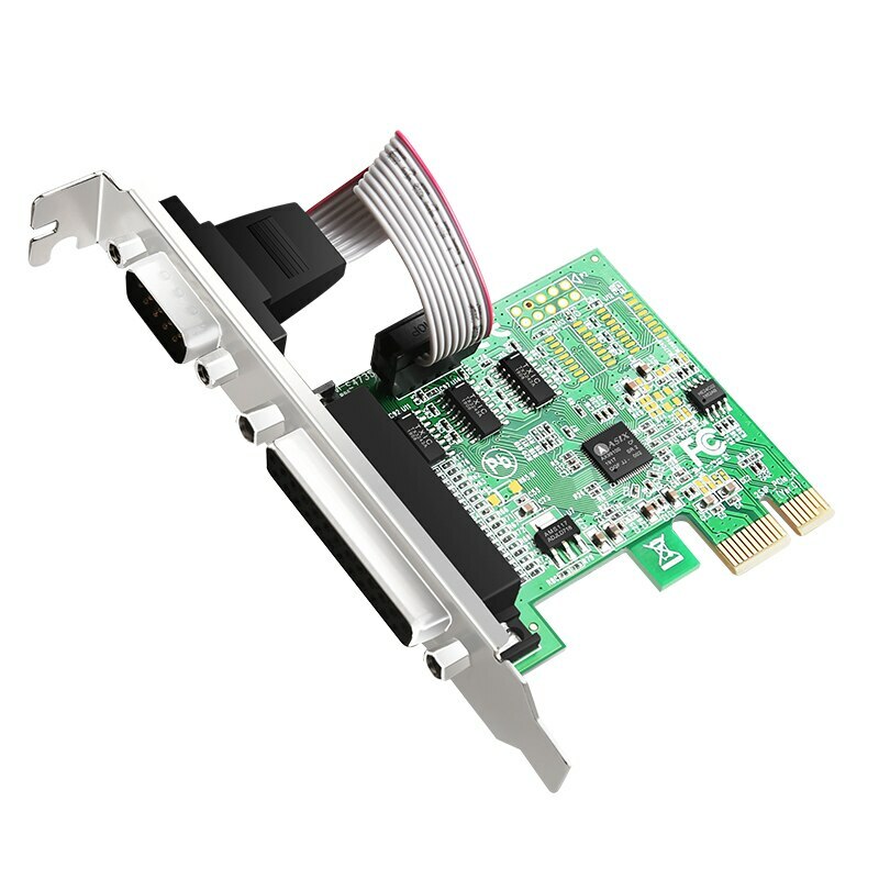 RS-232 Serial Port & DB25 Printer Parallel Port to PCI-E Card Adapter