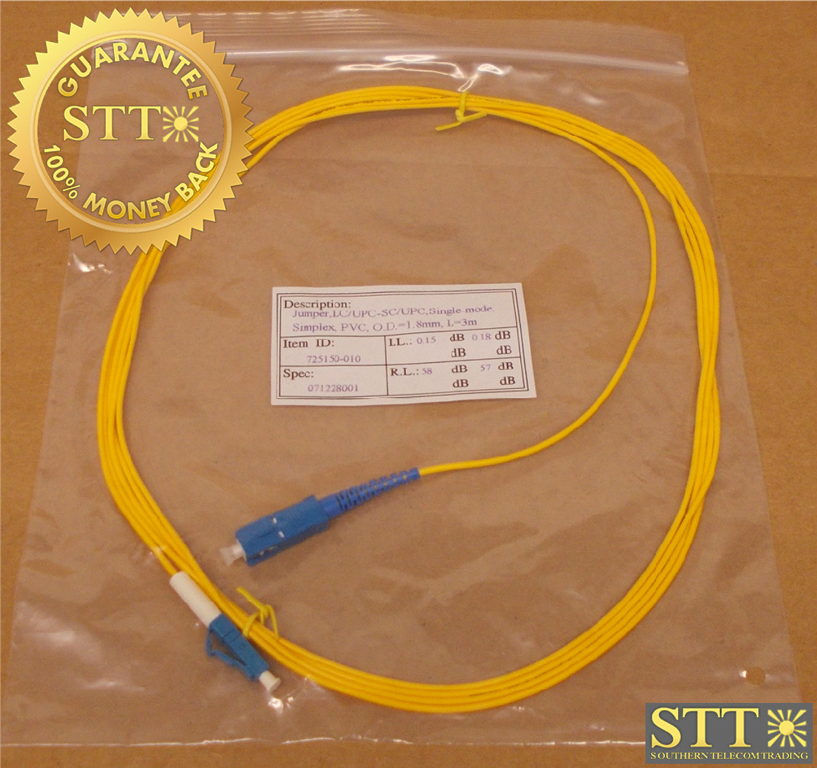 FIBER CABLE SINGLE MODE SC/LC 10FT