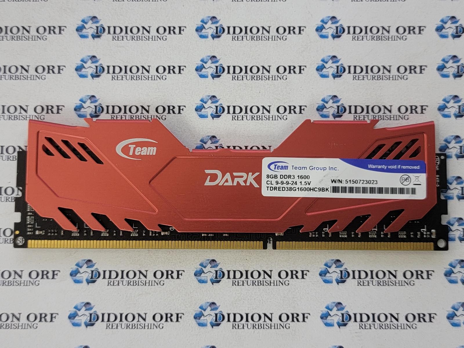 TEAMGROUP DARK 8 GB DDR3 DESKTOP RAM PC3-1600 TDRED38G1600HC9BK, SKU 25549