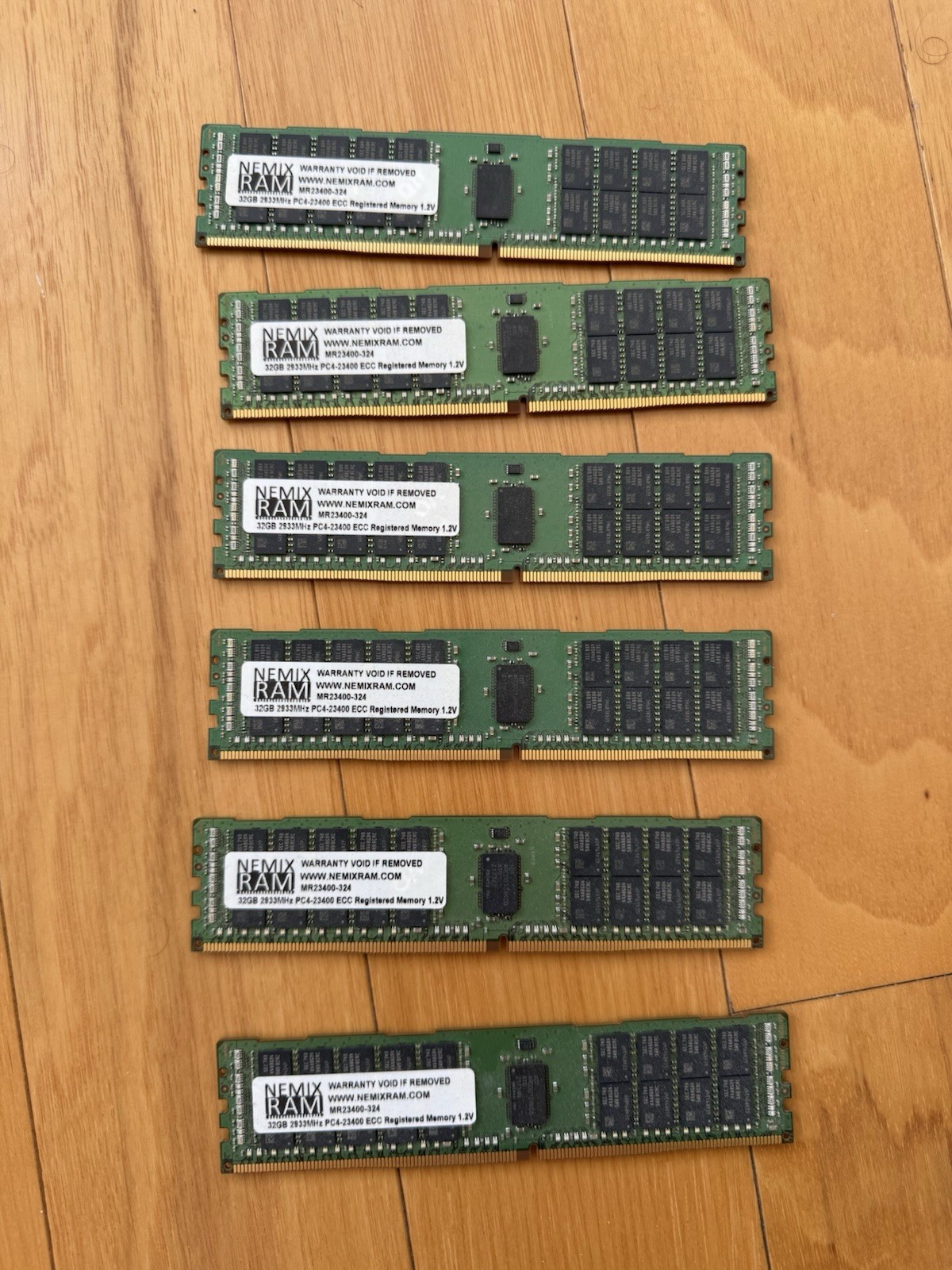 192GB (6x32GB) DDR4 ECC Registered 2933MHz R-DIMMs **QUICK SHIP**