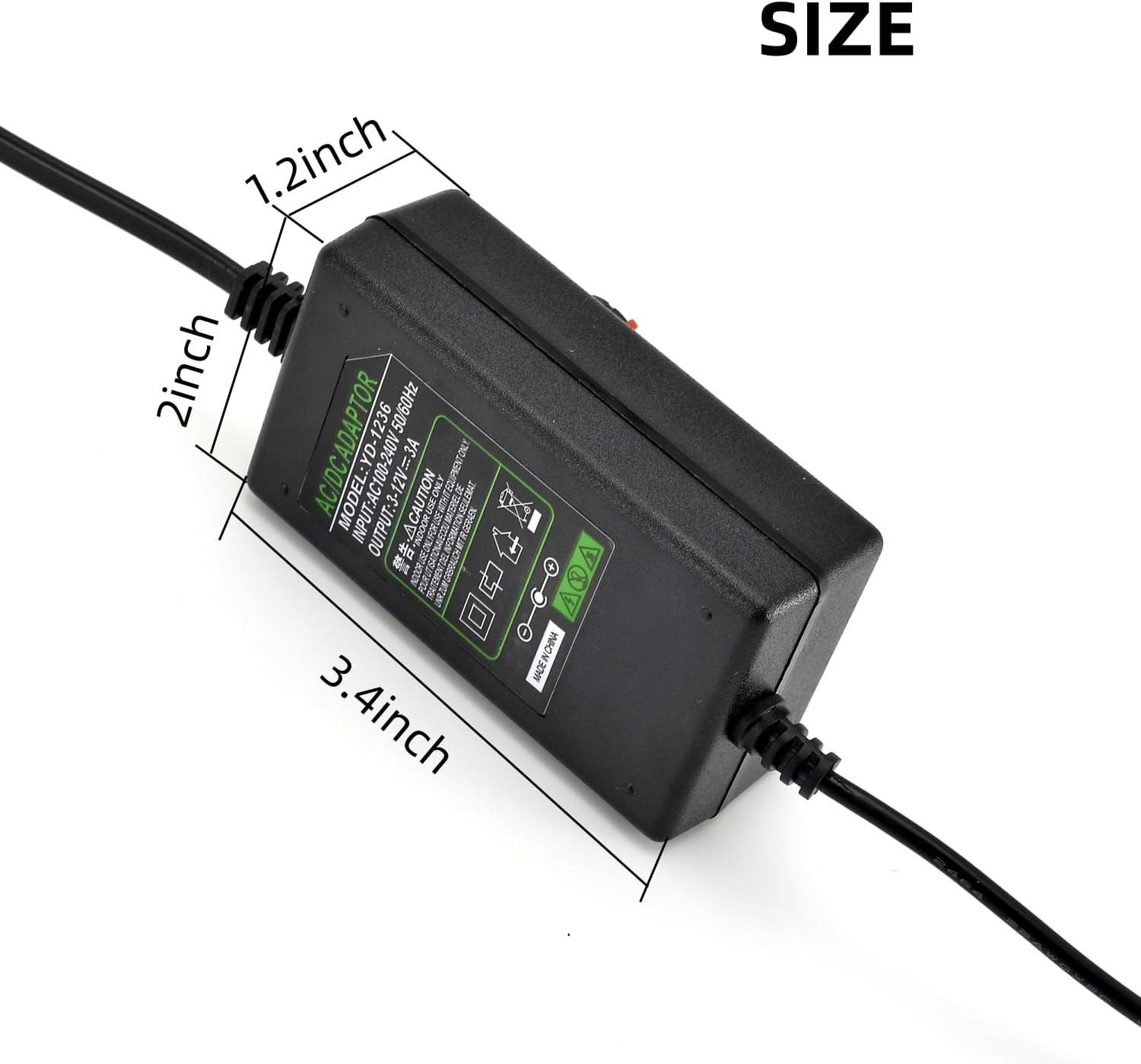 12V PC Fan Speed Controller Fan Power Supply 100-240V AC to 3-12V DC 36W Adj…