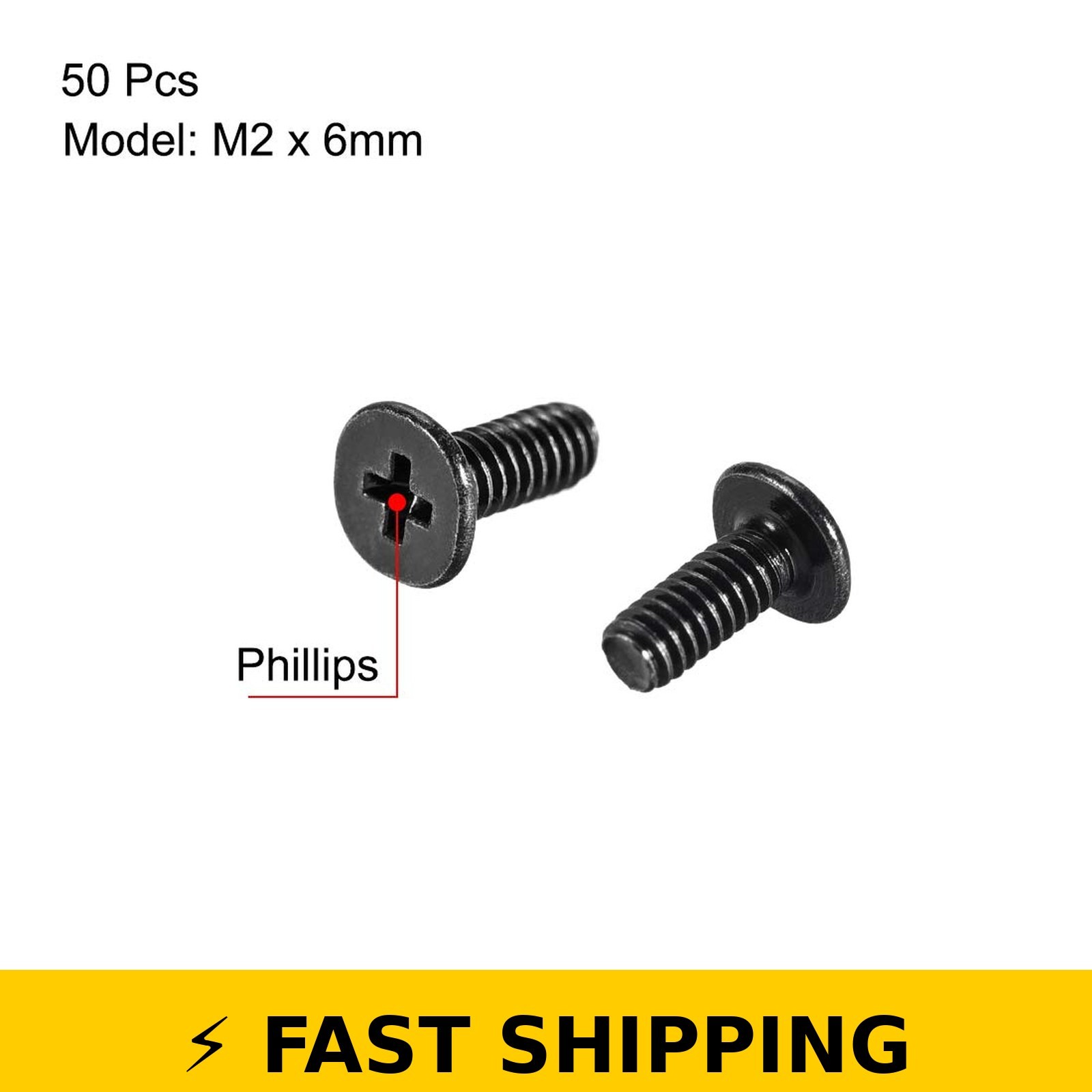uxcell M2x6mm Phillips Screw – Black, 50pcs for Laptop/PC