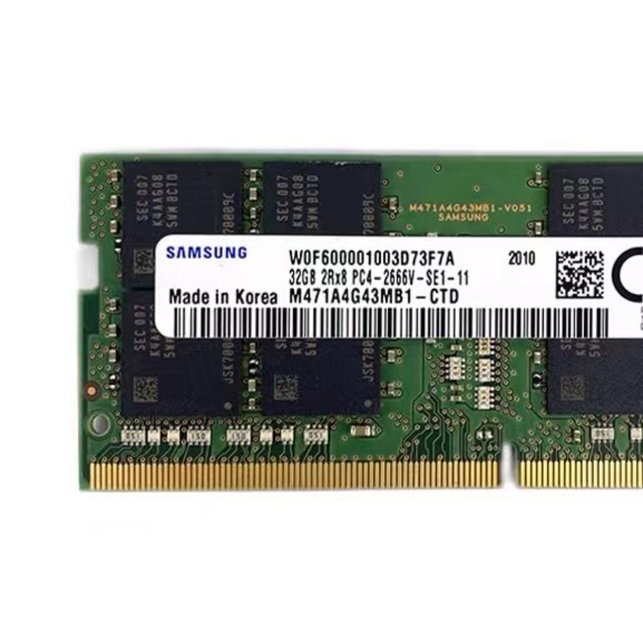 Samsung 64GB (2X32GB) DDR4 2666MHz PC4-21300 SODIMM Memory Ram M471A4G43MB1-CTD