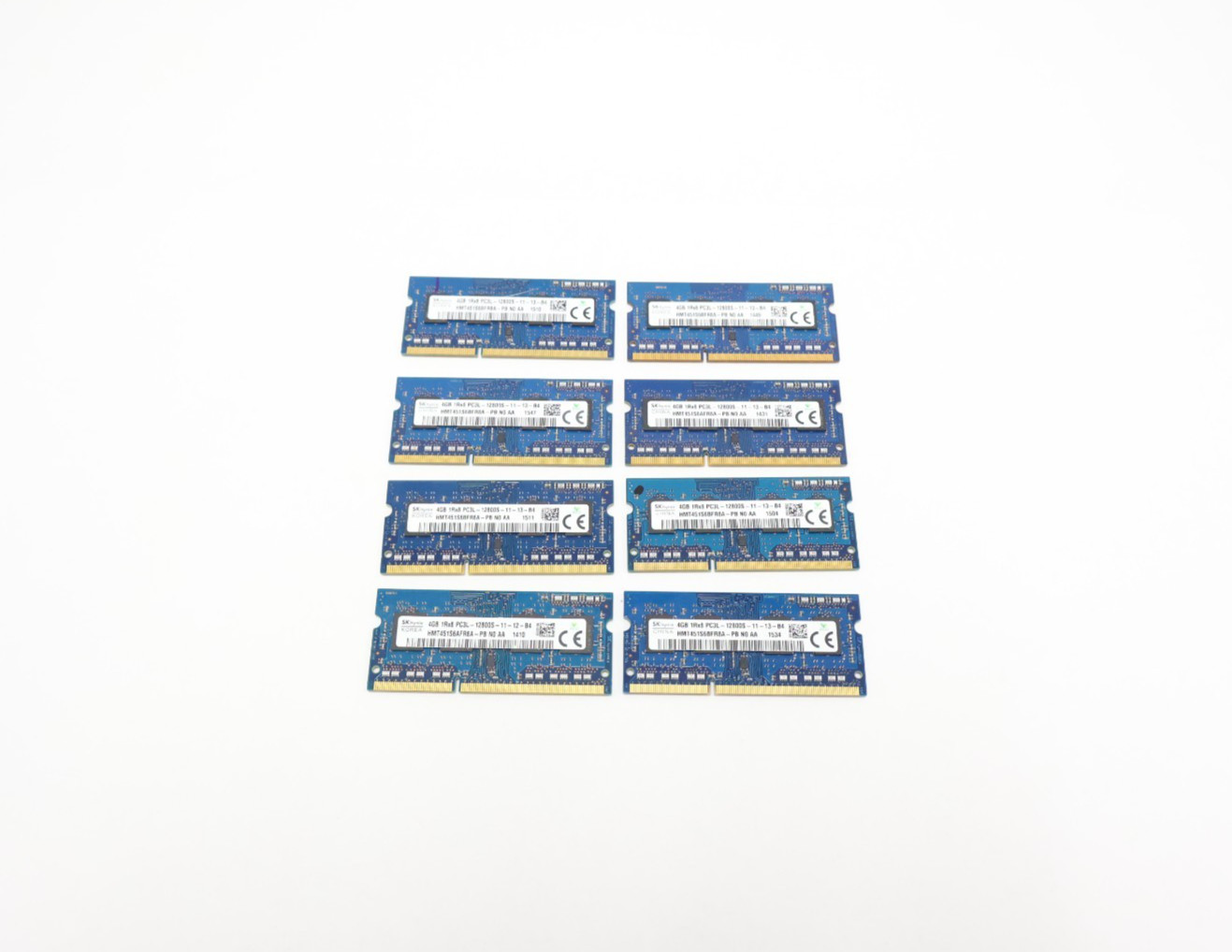 Lot of 8 SK Hynix 4GB 1RX8 PC3L-12800S-11-13-B4 Laptop Memory HMT451S6BFR8A-PB