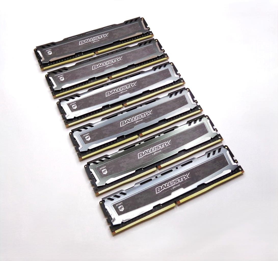 Lot of 6 Micron Ballistix Sport 4G DDR4 2400MHz Desktop RAM BLS4G4D240FSB