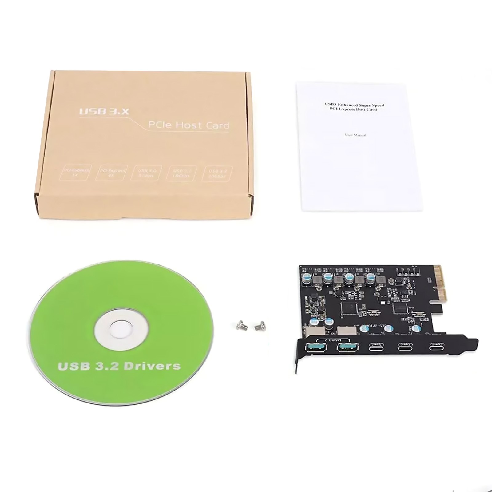 PCIe to Expansion Card 20 Gbps Bandwidth 5 Ports( 2*USB-A 3*USB-C) For Win