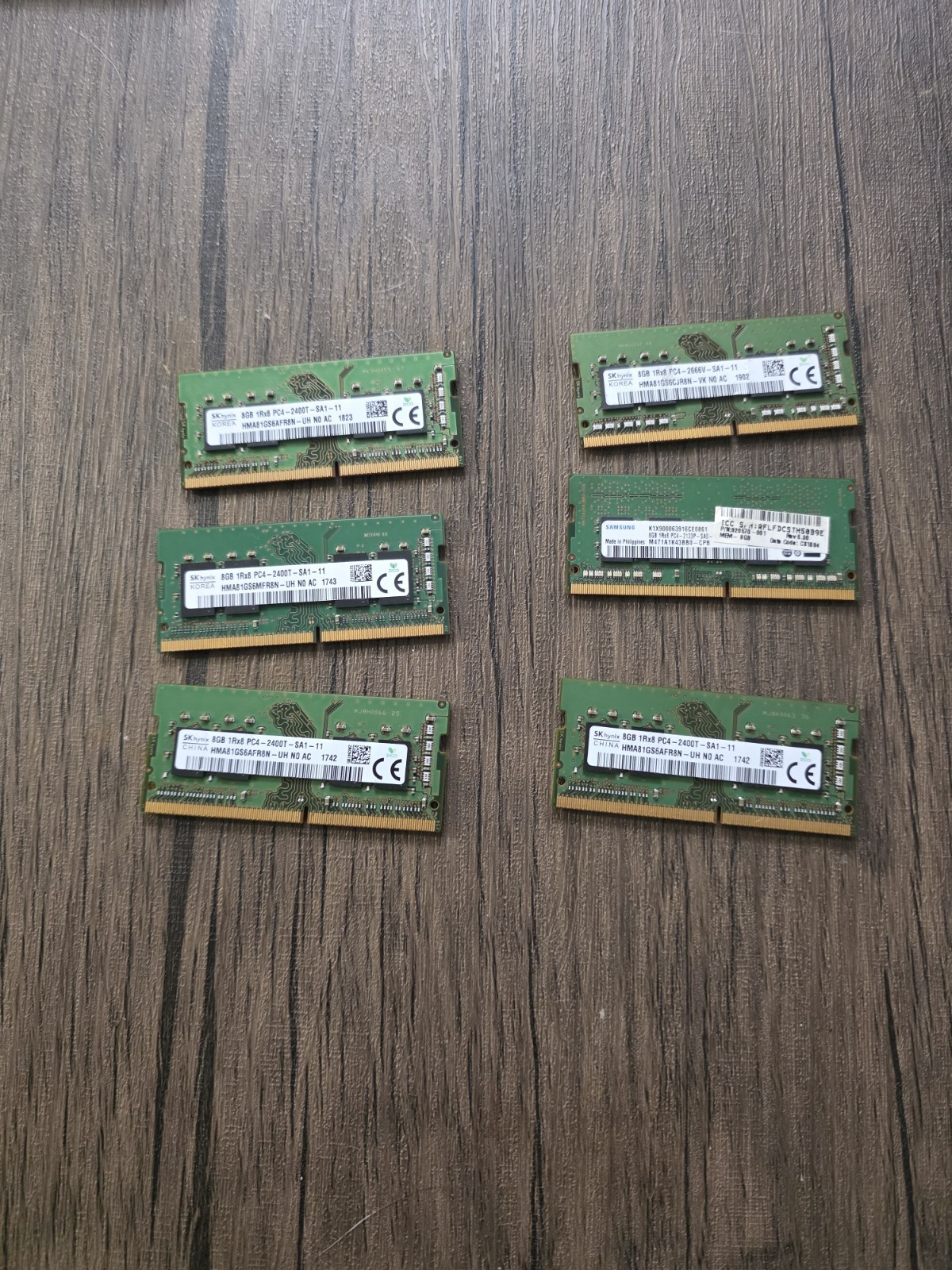 Lot of 6 – 8GB Mixed Major Brands – DDR4 – Laptop Ram