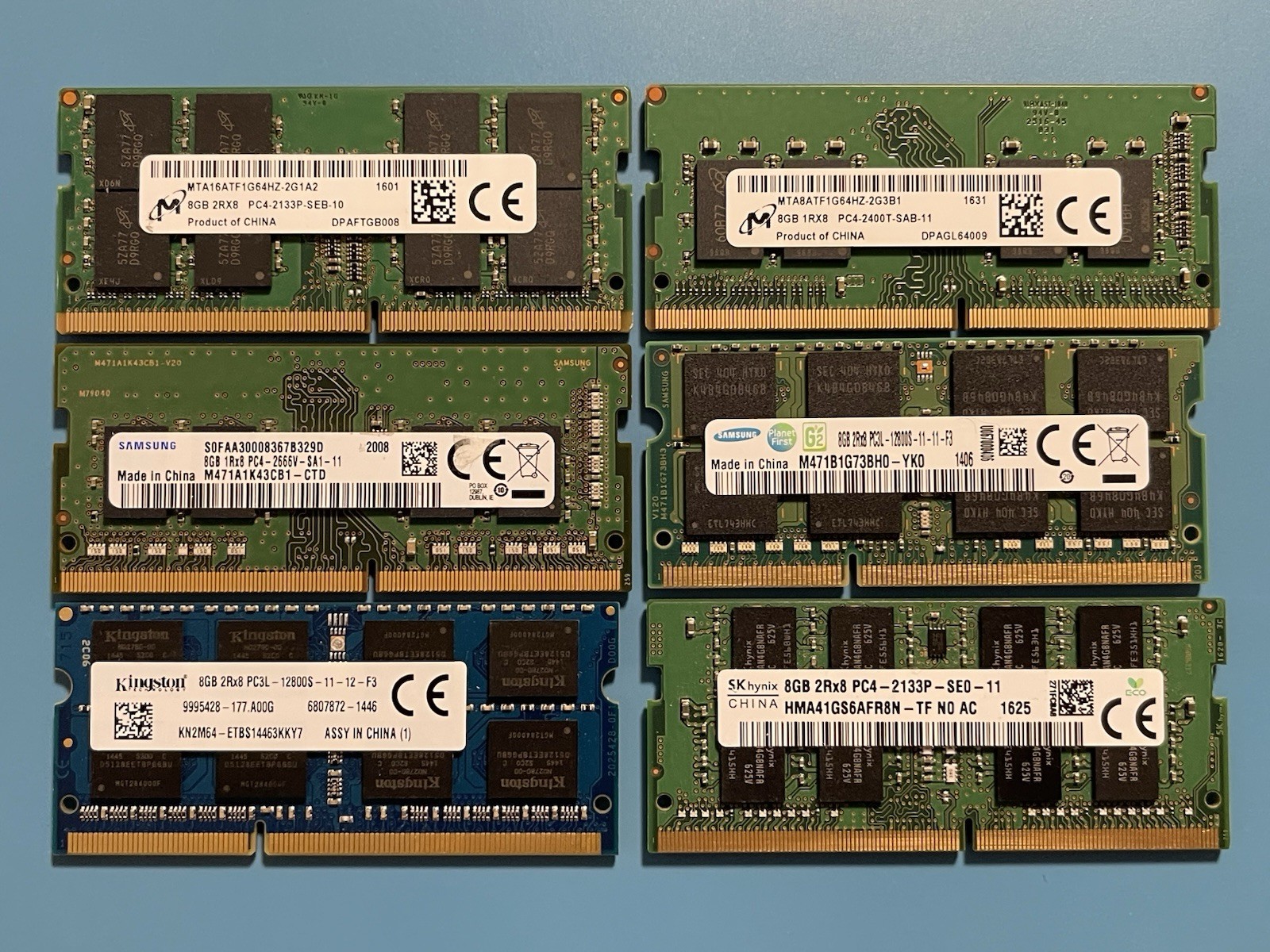 Mixed Lot Of 6 x 8GB SO-DIMM RAM Micron Samsung SK hynix Kingston Laptop Memory
