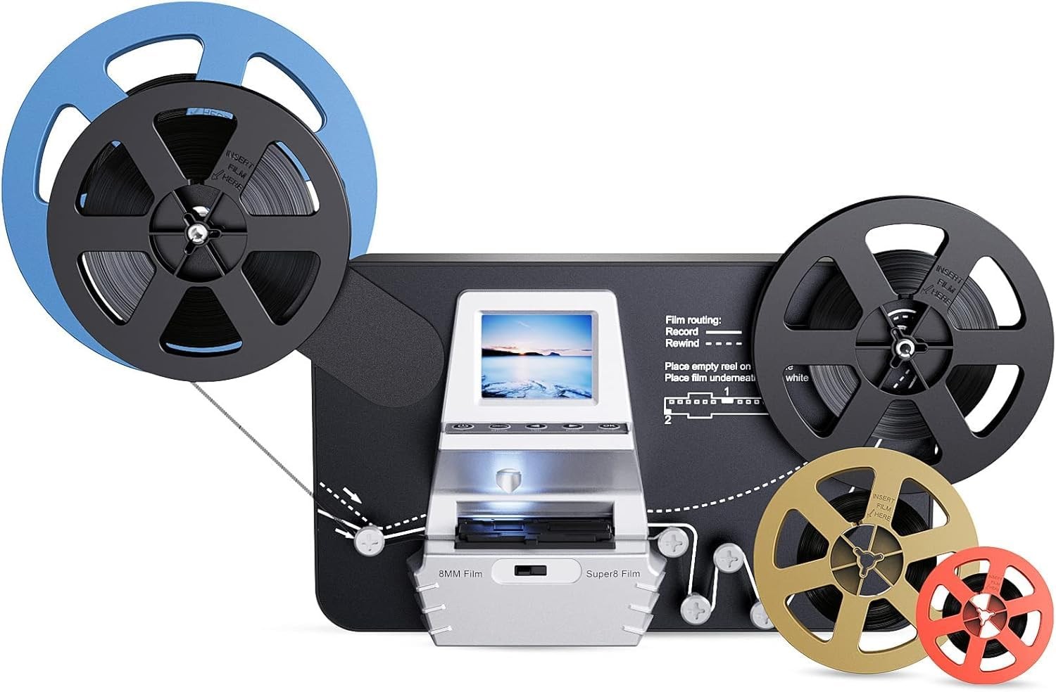 8mm & Super 8 Film to Digital Converter, Scanner Digitizer with black