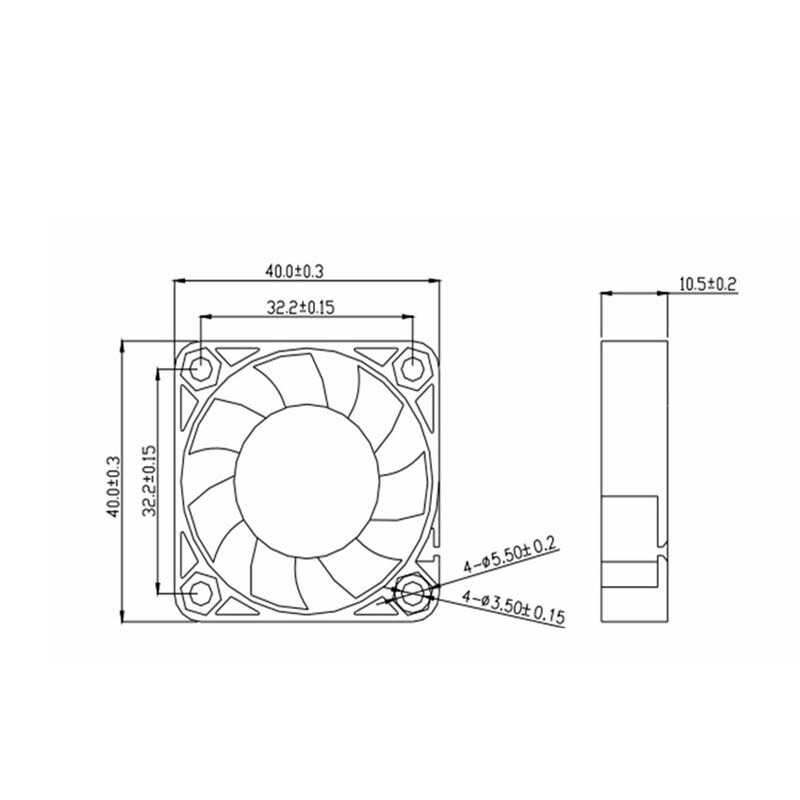 DC 3.7V-24V Brushless Chassis Cooling Fan 3510/ 4010 40x40x10mm 2 Pin Cable