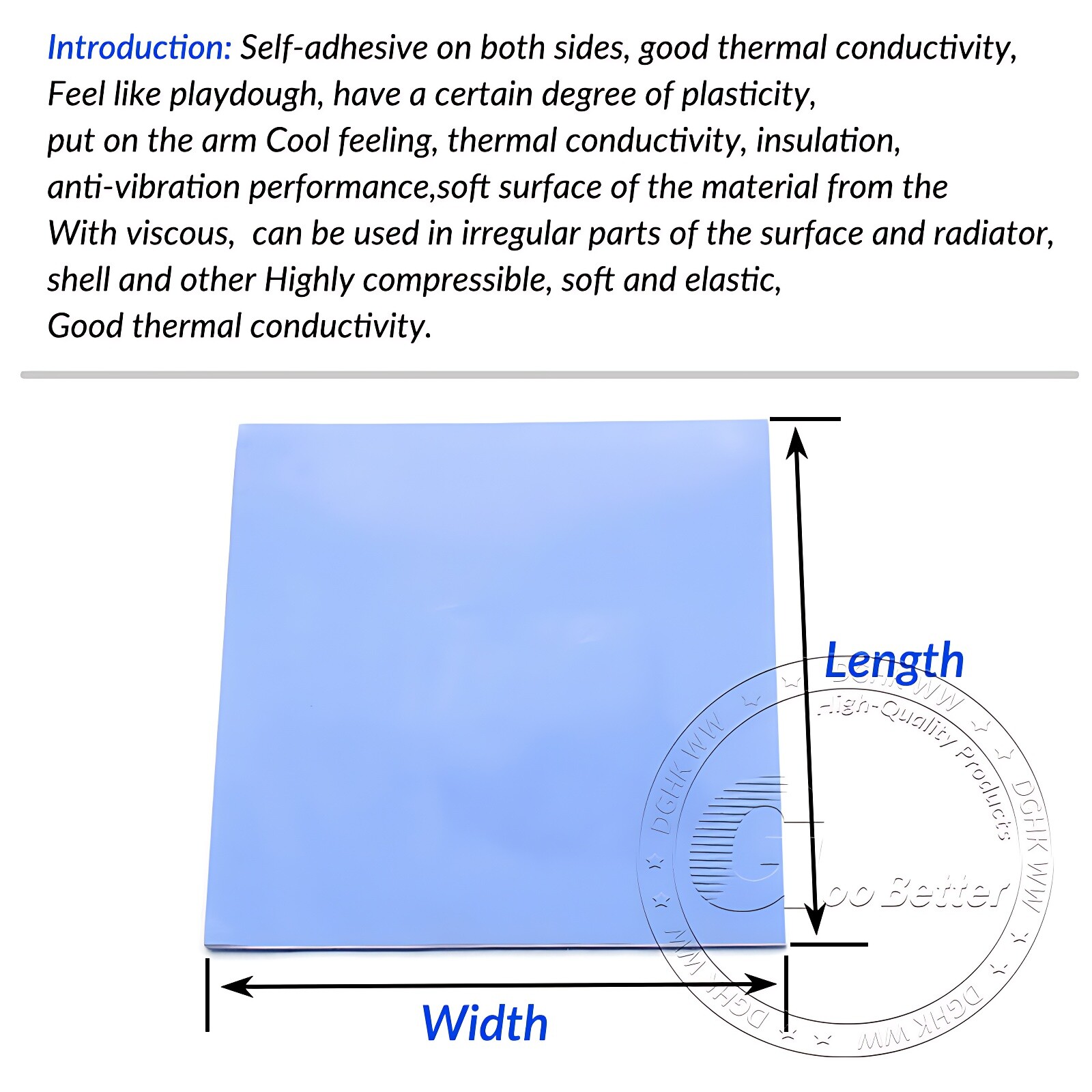 Thermal Conductive Blue Silicone Pad 0.5mm 1mm 1.5mm 2mm 2.5mm 3mm Thickness
