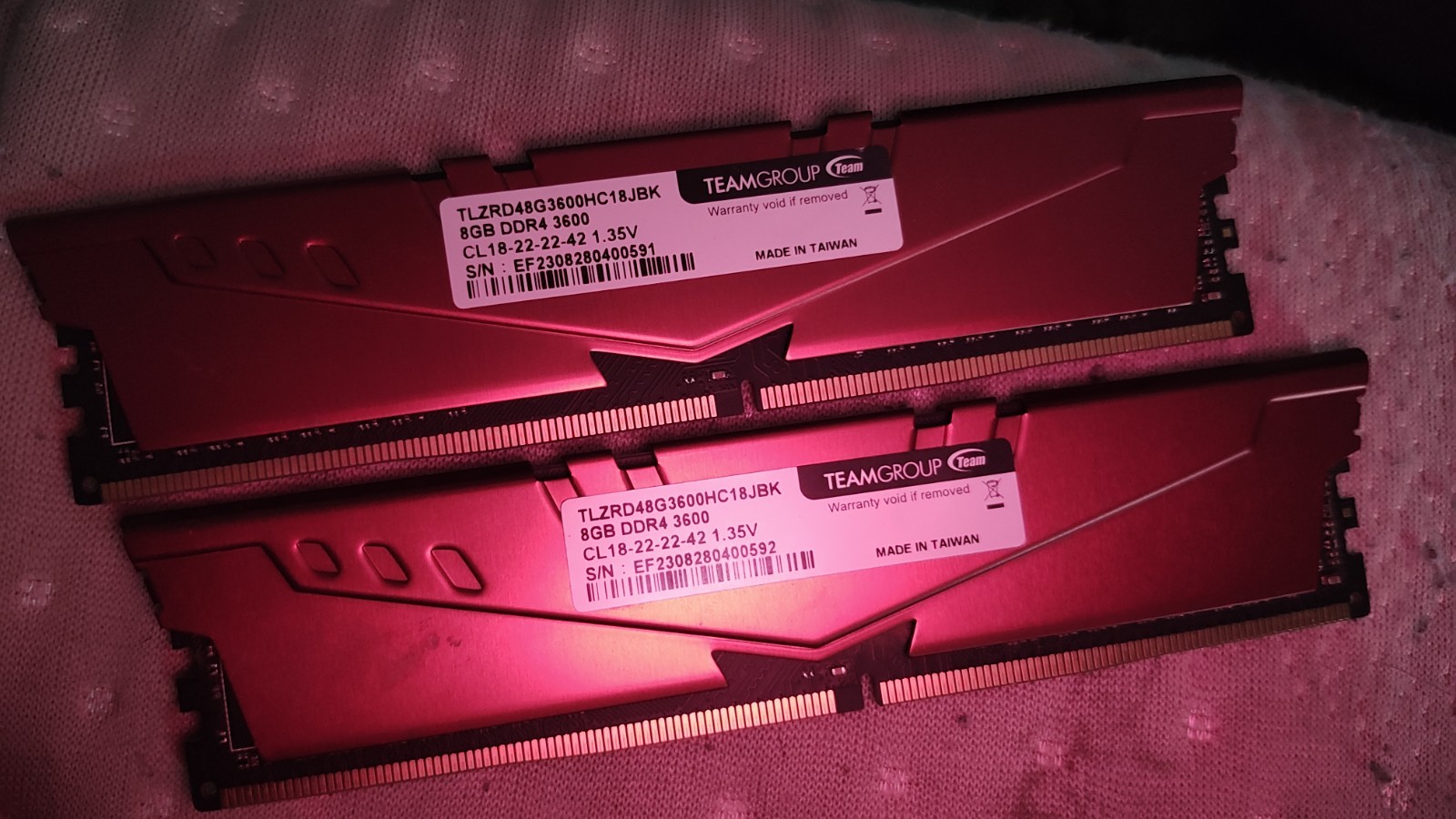16GB (2x8GB) TeamGroup T-Force Vulcan Z DDR4 running at 3600MHz (CL18-22-22-42)