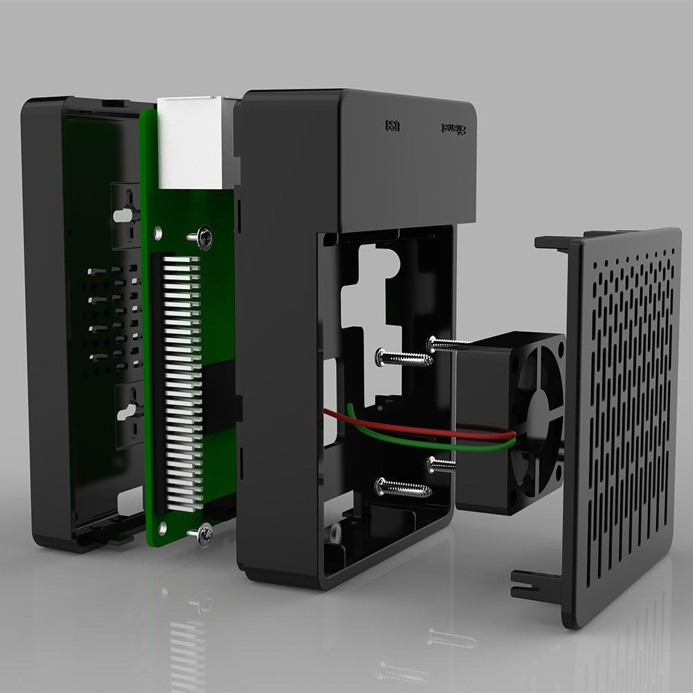 Raspberry Pi 3 B+ Case With Cooling Fan and Heatsink – ABS Case With Simple Remo
