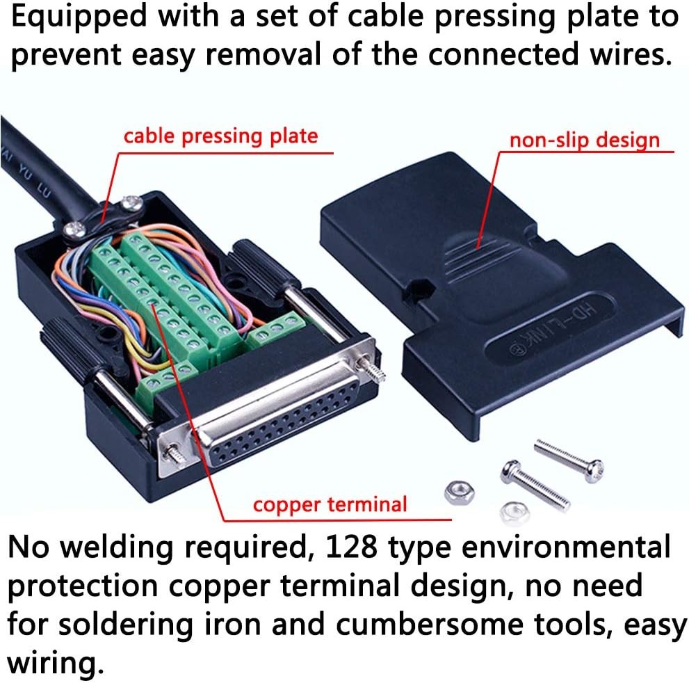 1PCS DB25 Solderless RS232 D-SUB Serial to 25-pin Port Terminal Female…