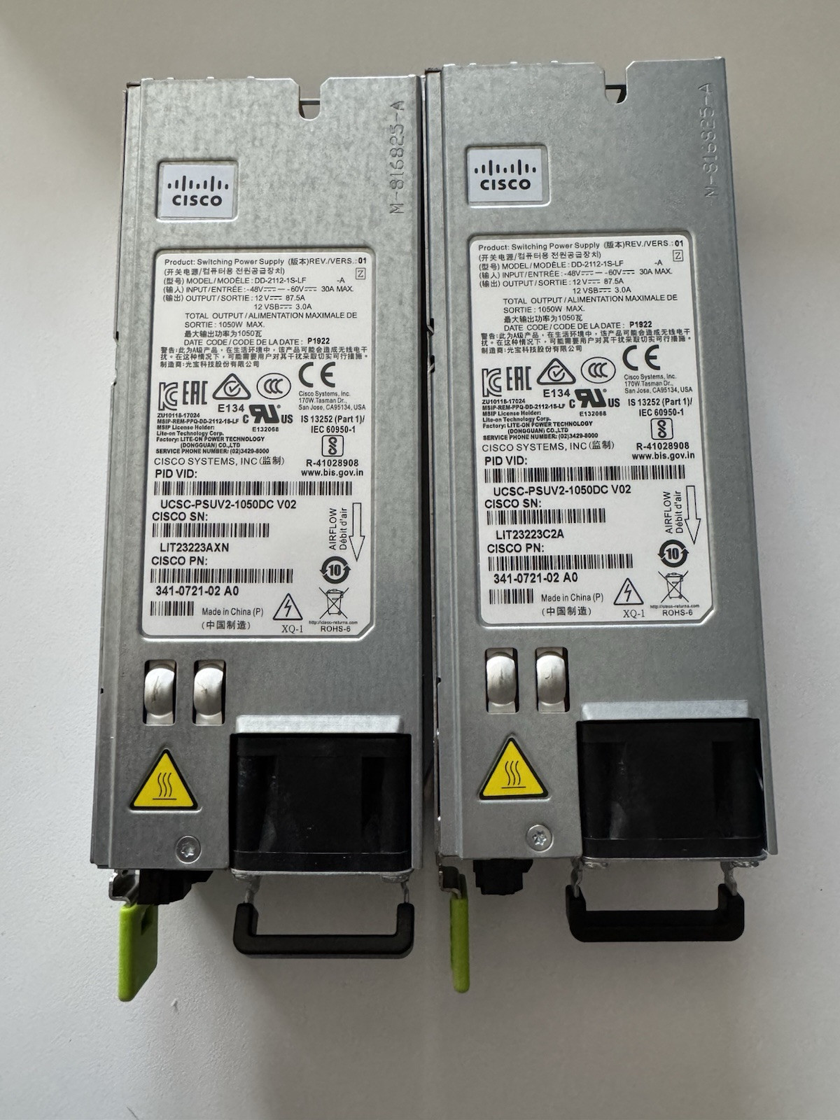 [Lot of 2] Cisco Power Supply UCS C Series 240 M5 UCSC-PSUV2-1050DC