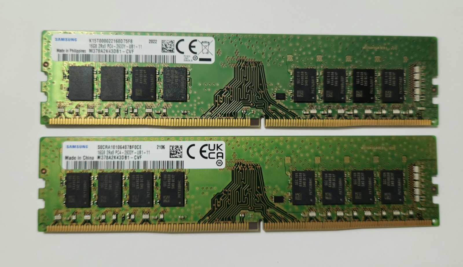 Samsung 32GB (2x16GB) DDR4 2933MHz RAM Kit M378A2K43DB1-CVF PC4-2933Y Desktop
