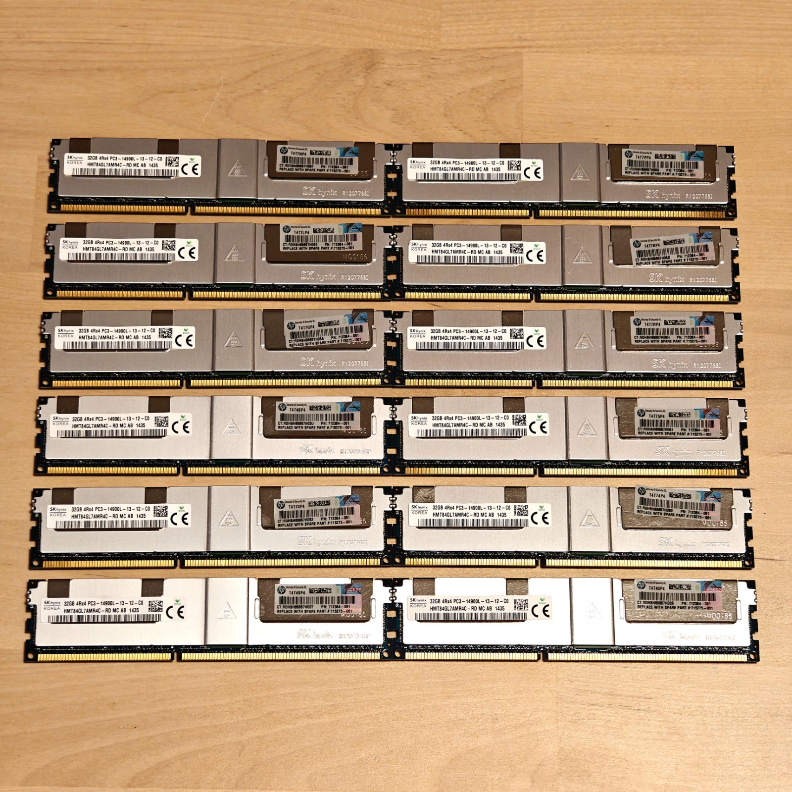 Lot of 12 SK Hynix 32GB PC3-14900L LRDIMM DDR3 ECC Registered for Servers